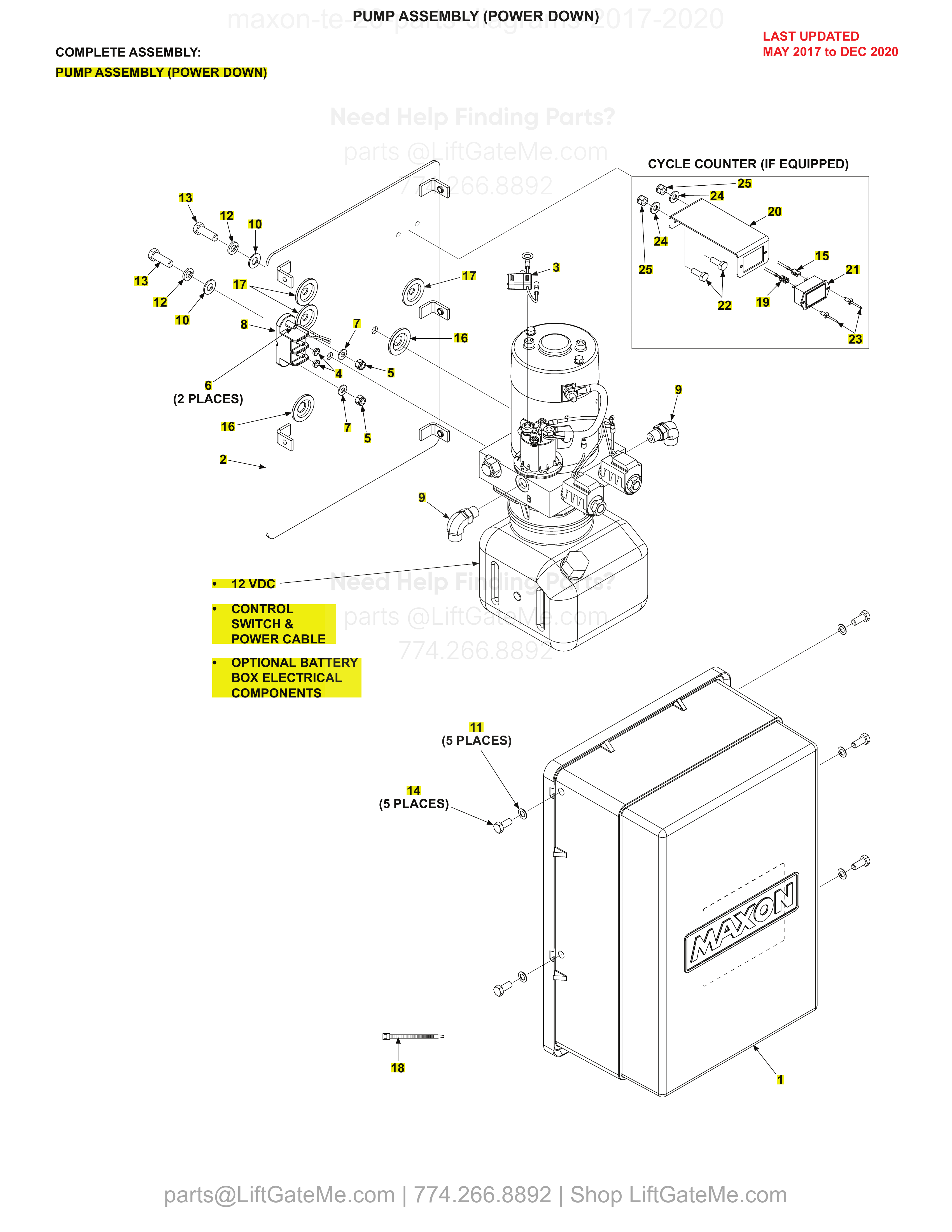 PUMP ASSEMBLY (POWER DOWN) diagram