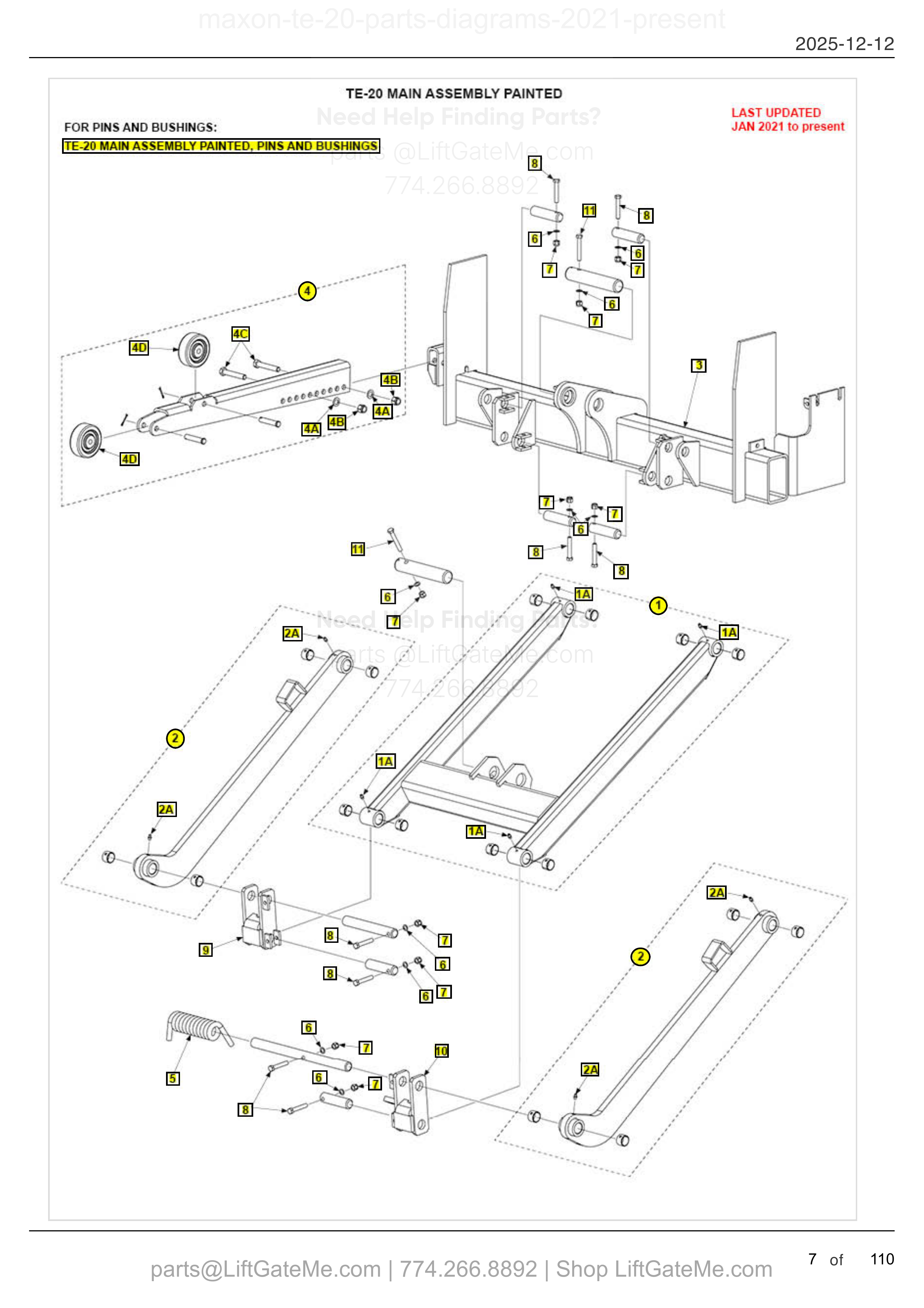 TE-20 MAIN ASSEMBLY PAINTED diagram