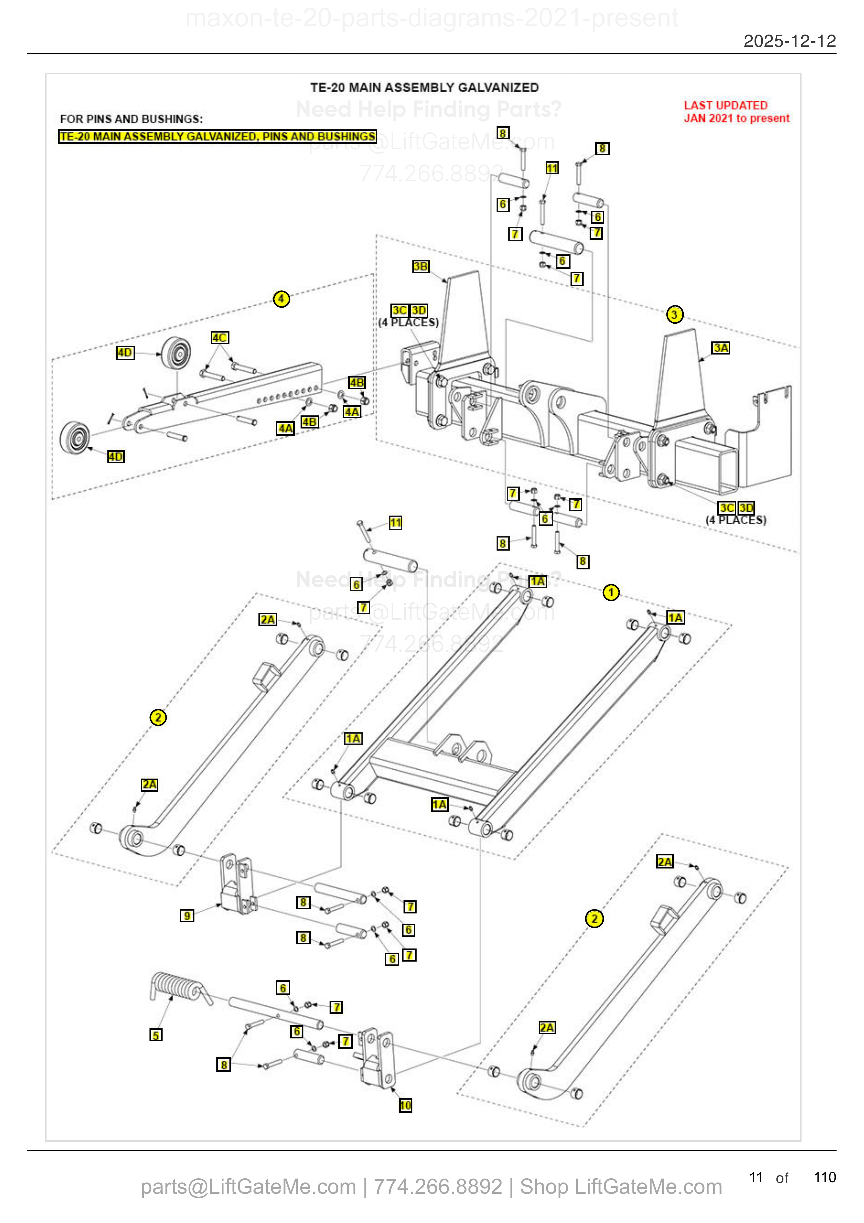 TE-20 MAIN ASSEMBLY GALVANIZED diagram