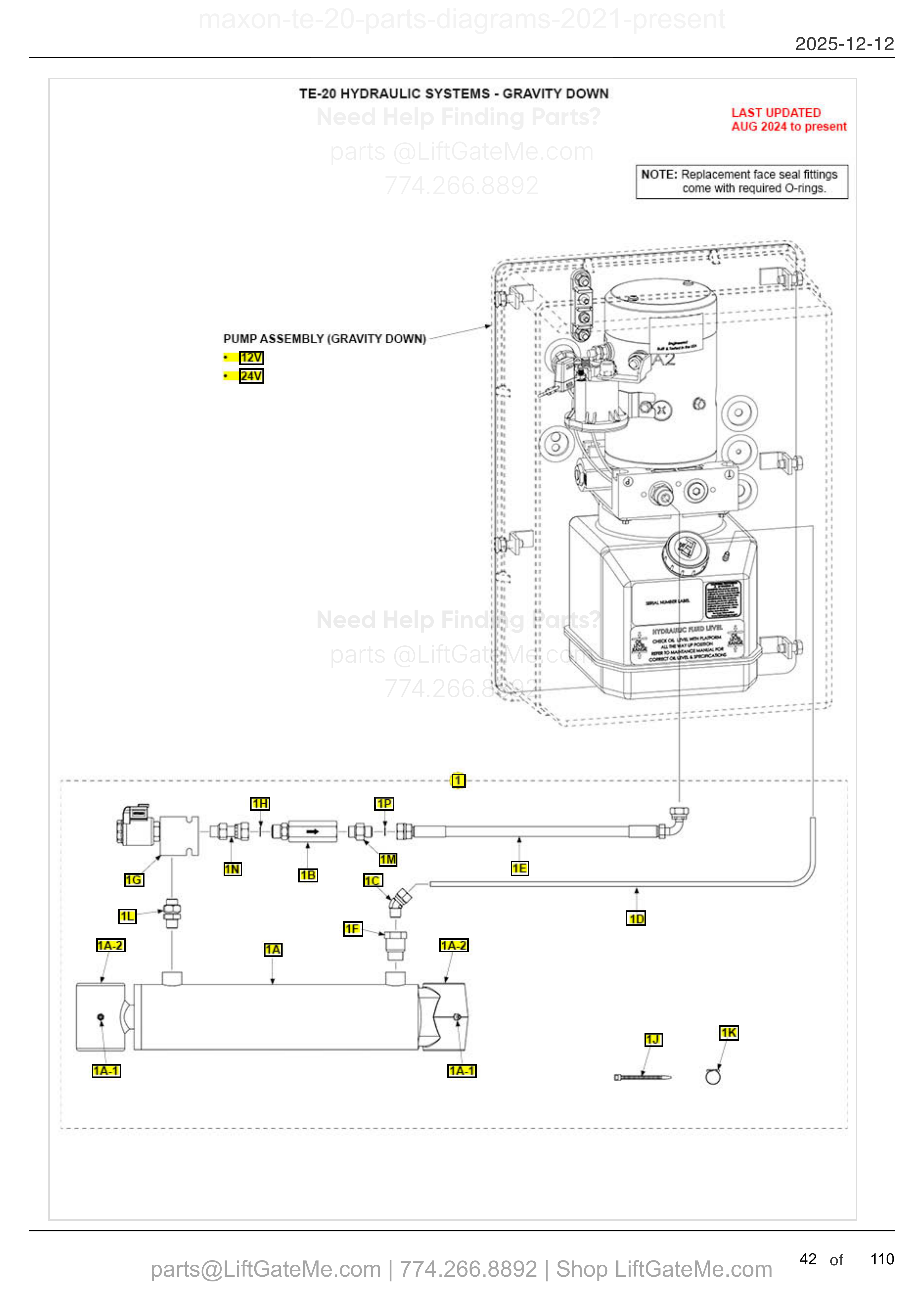 PUMP ASSEMBLY (GRAVITY DOWN) diagram
