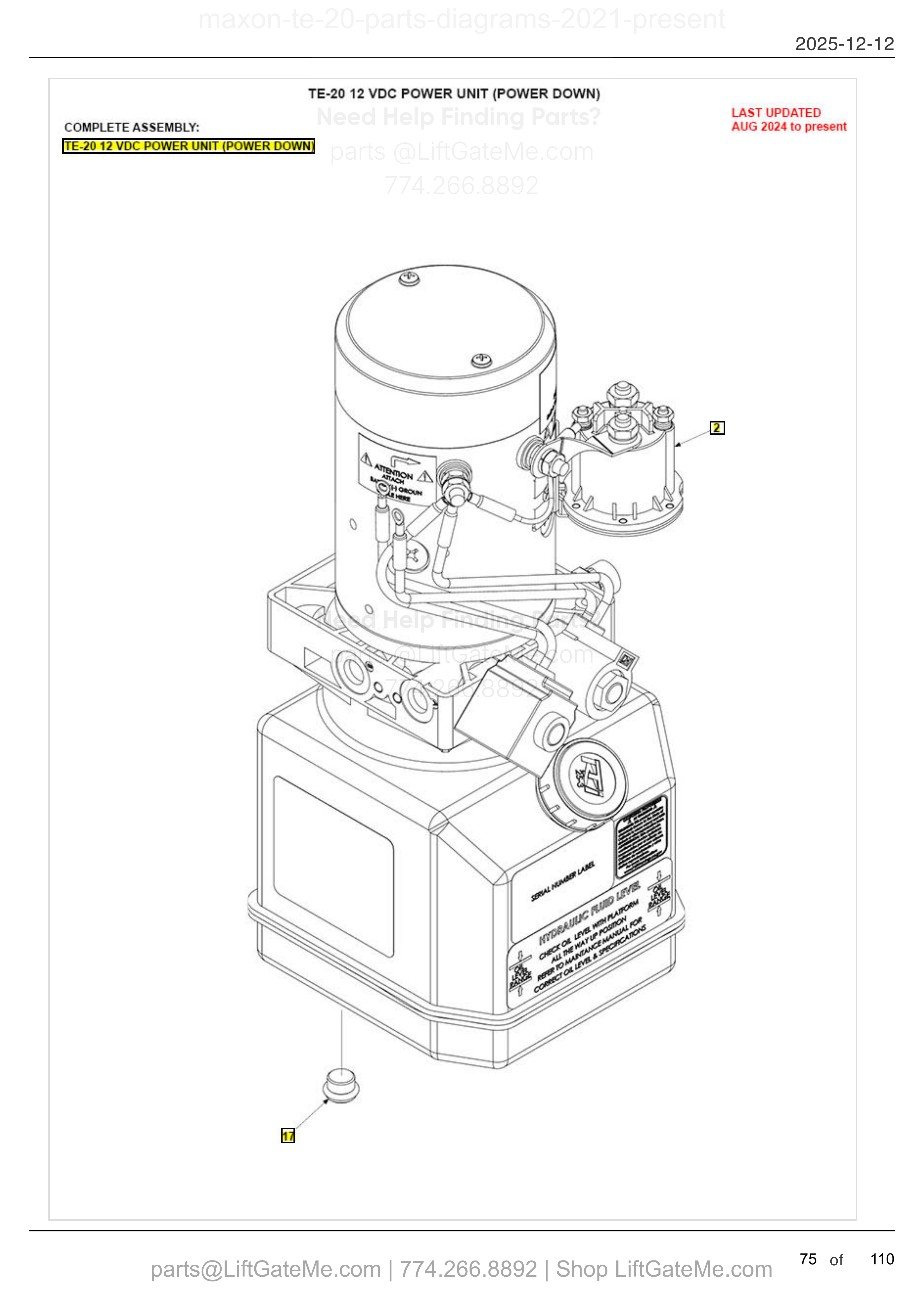 TE-20 12 VDC POWER UNIT (POWER DOWN) diagram