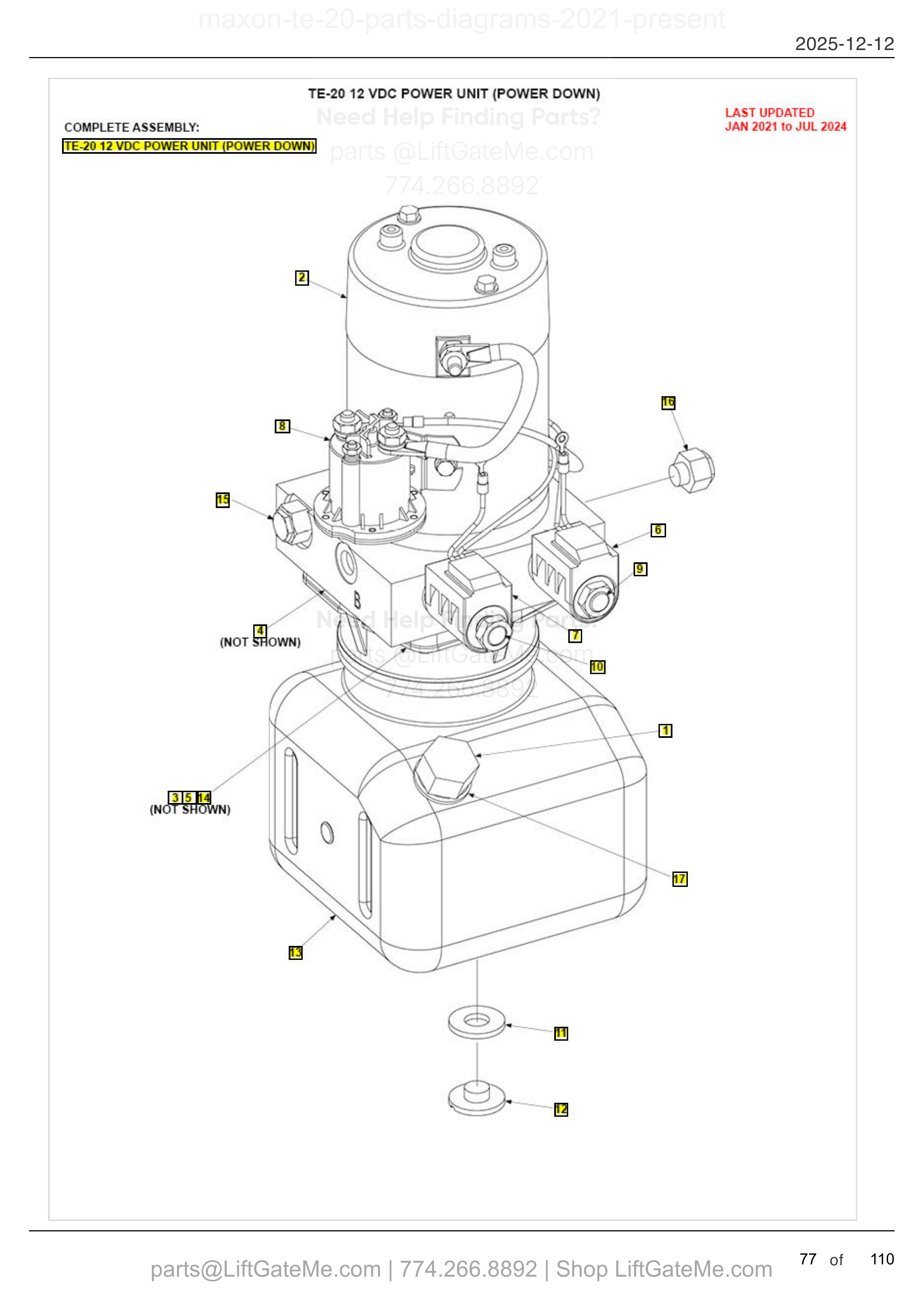 TE-20 12 VDC POWER UNIT (POWER DOWN) diagram
