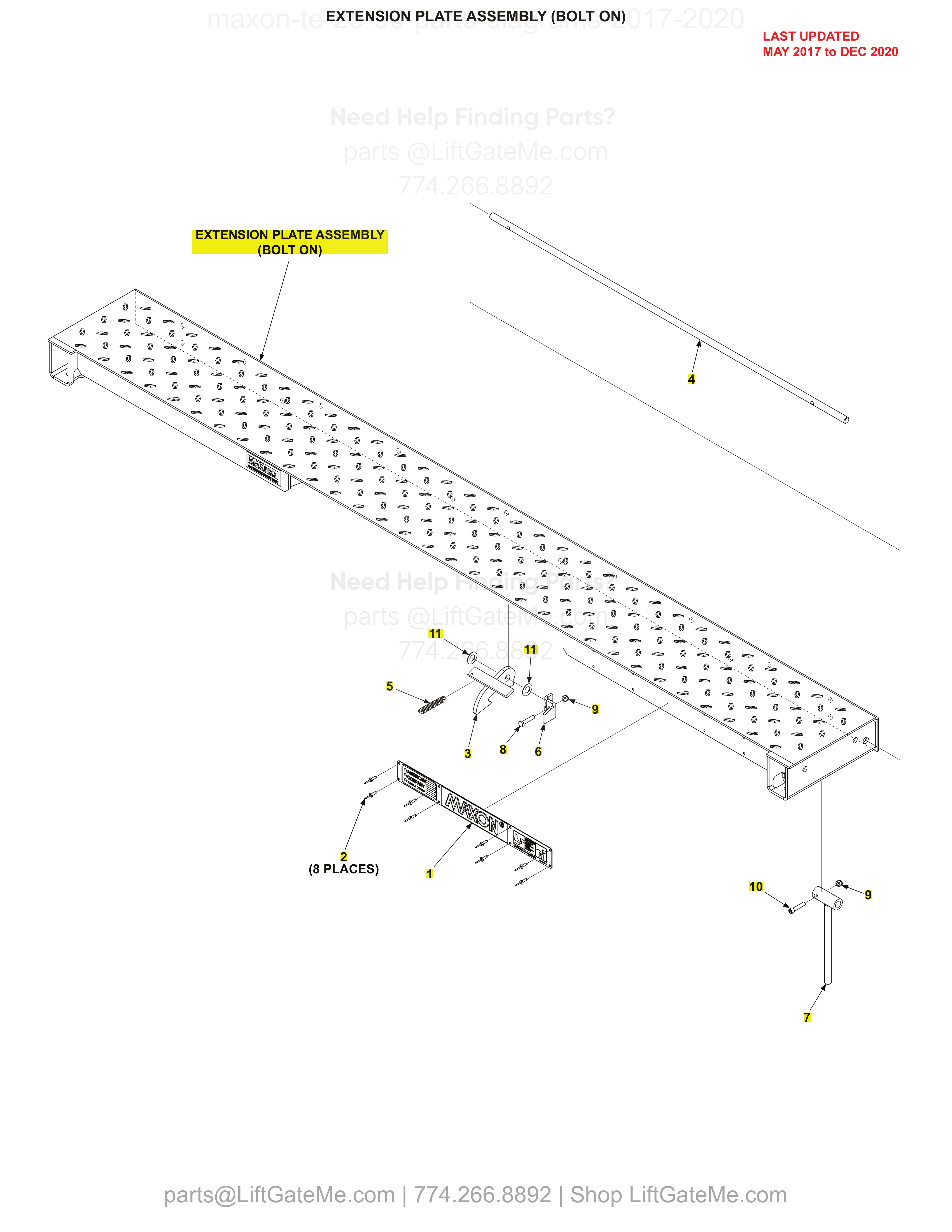 EXTENSION PLATE ASSEMBLY (BOLT ON) diagram