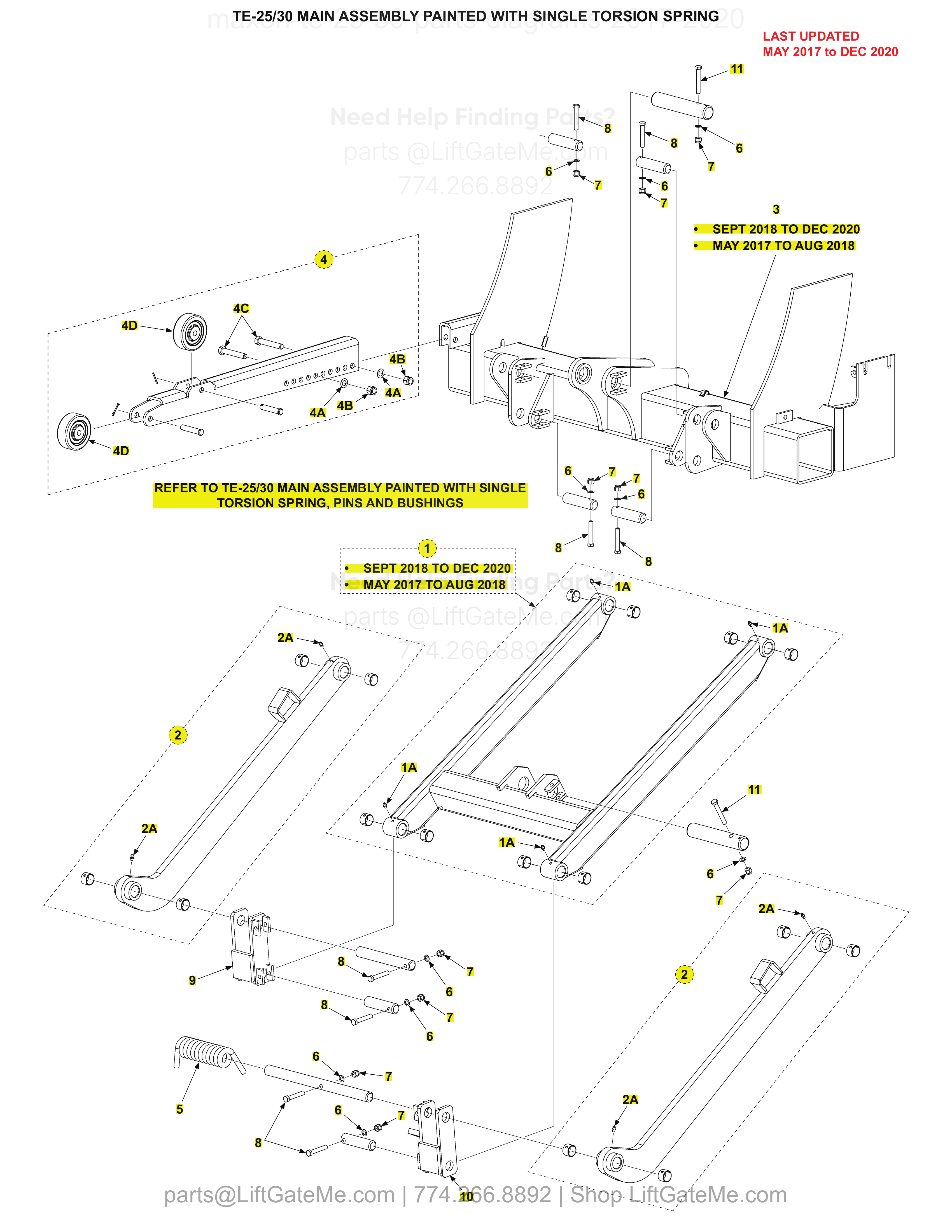 TE-25/30 MAIN ASSEMBLY PAINTED WITH SINGLE TORSION SPRING diagram