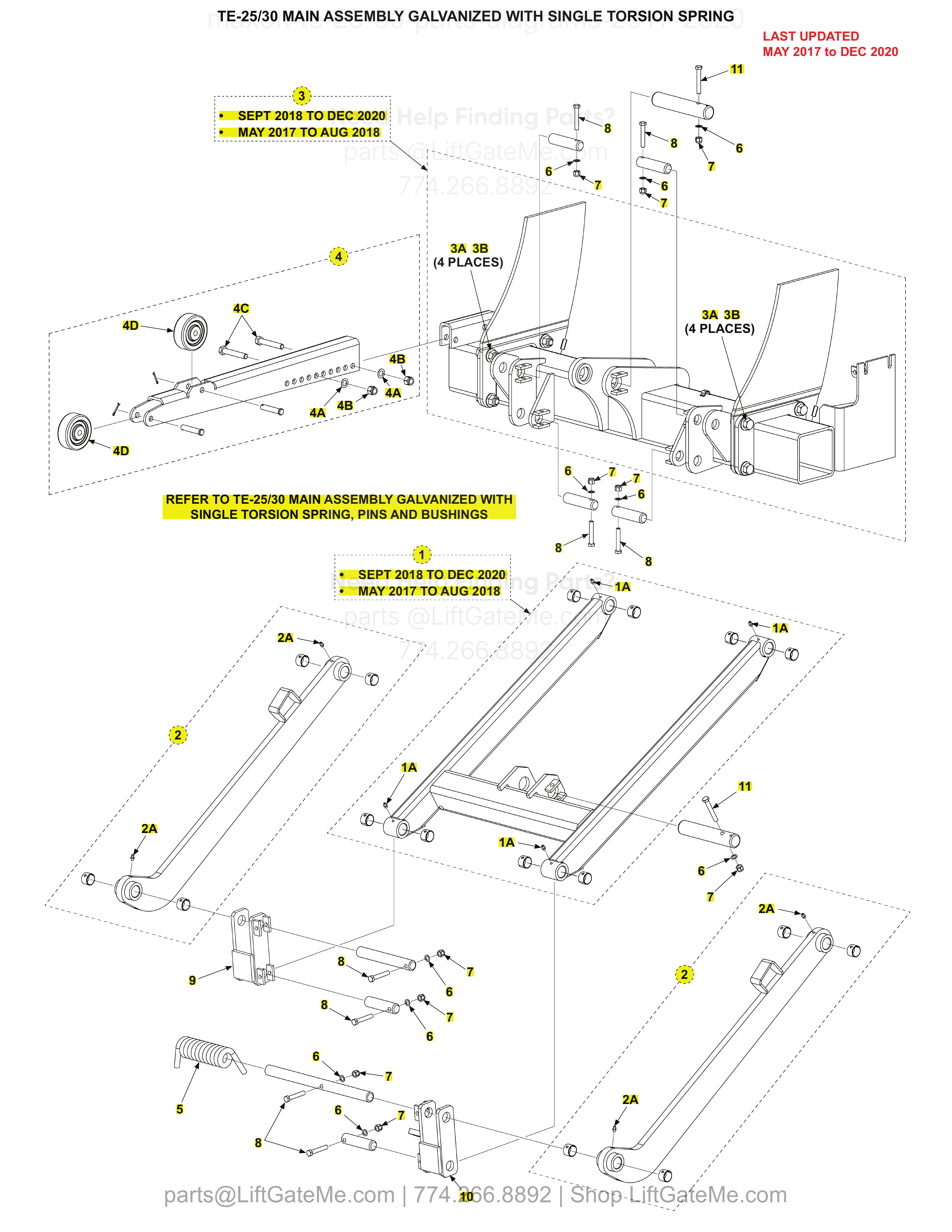 TE-25/30 MAIN ASSEMBLY GALVANIZED WITH SINGLE TORSION SPRING diagram