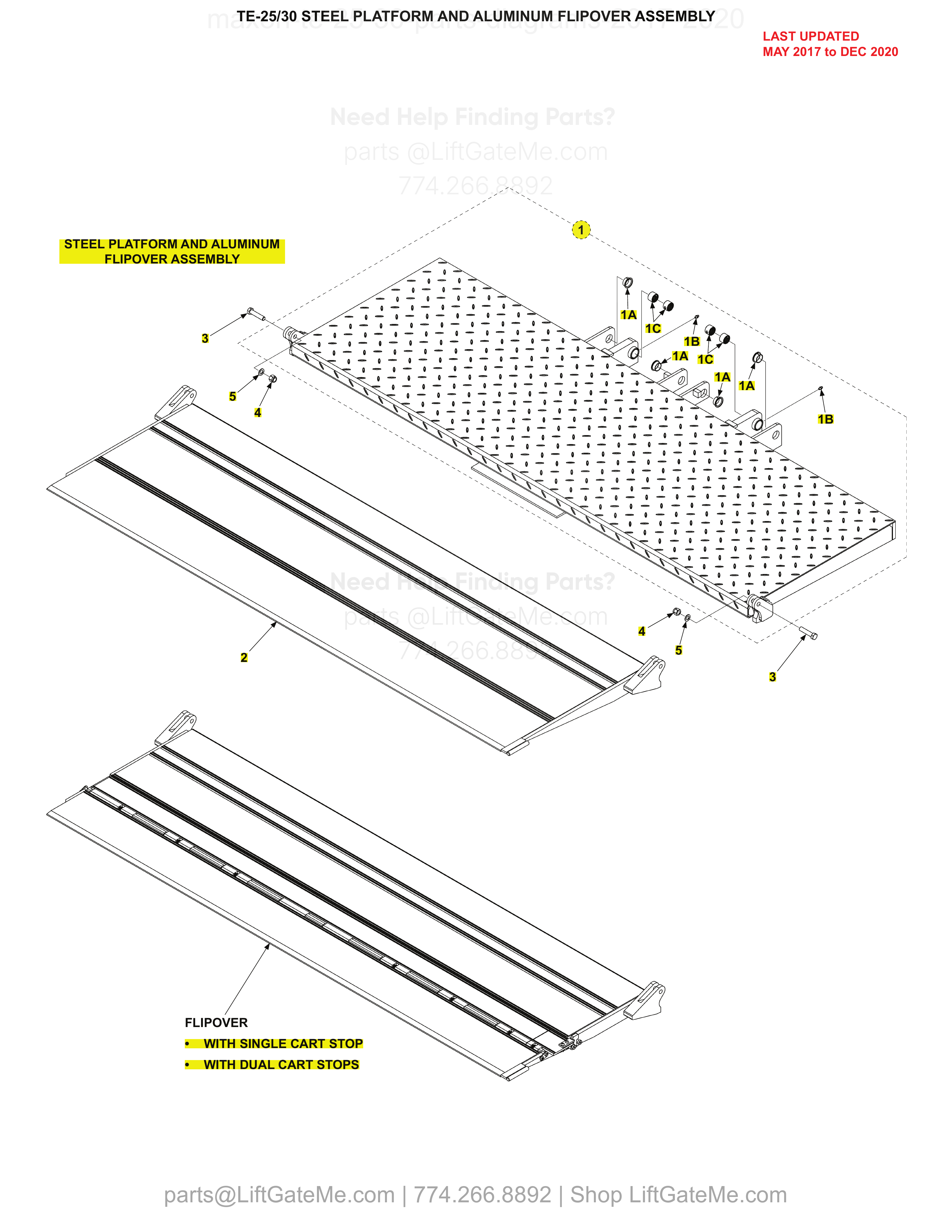 STEEL PLATFORM AND ALUMINUM FLIPOVER ASSEMBLY diagram