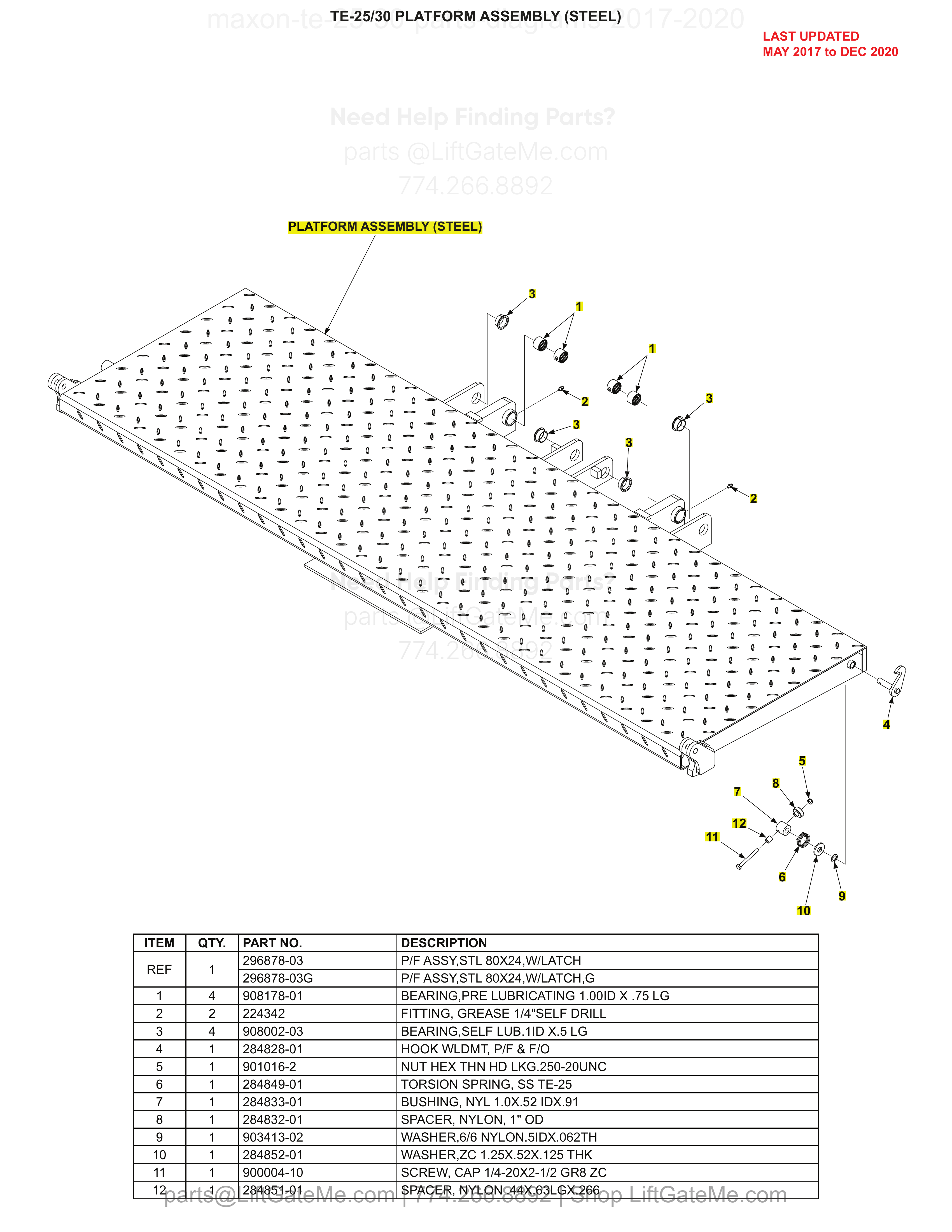 PLATFORM ASSEMBLY (STEEL) diagram