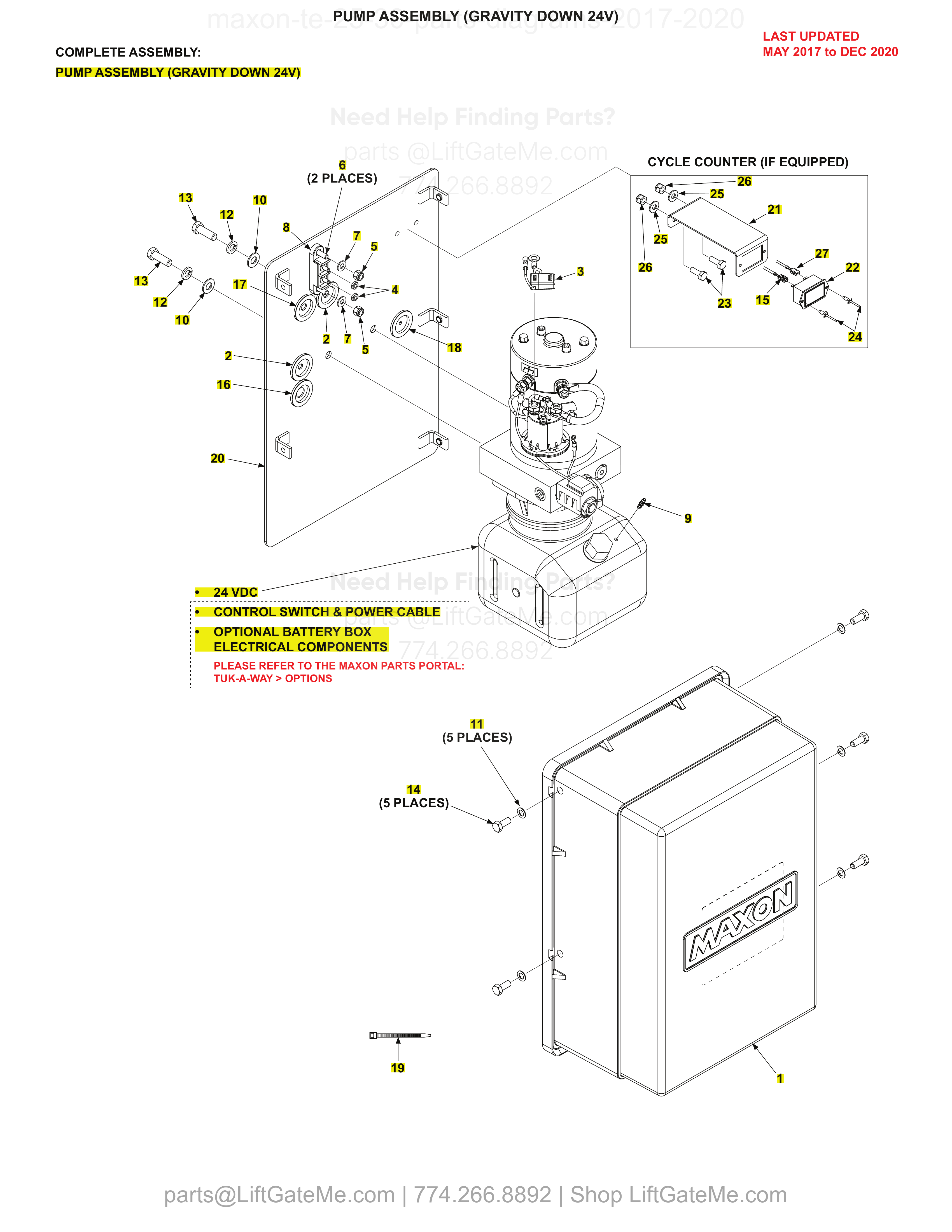 PUMP ASSEMBLY (GRAVITY DOWN 24V) diagram