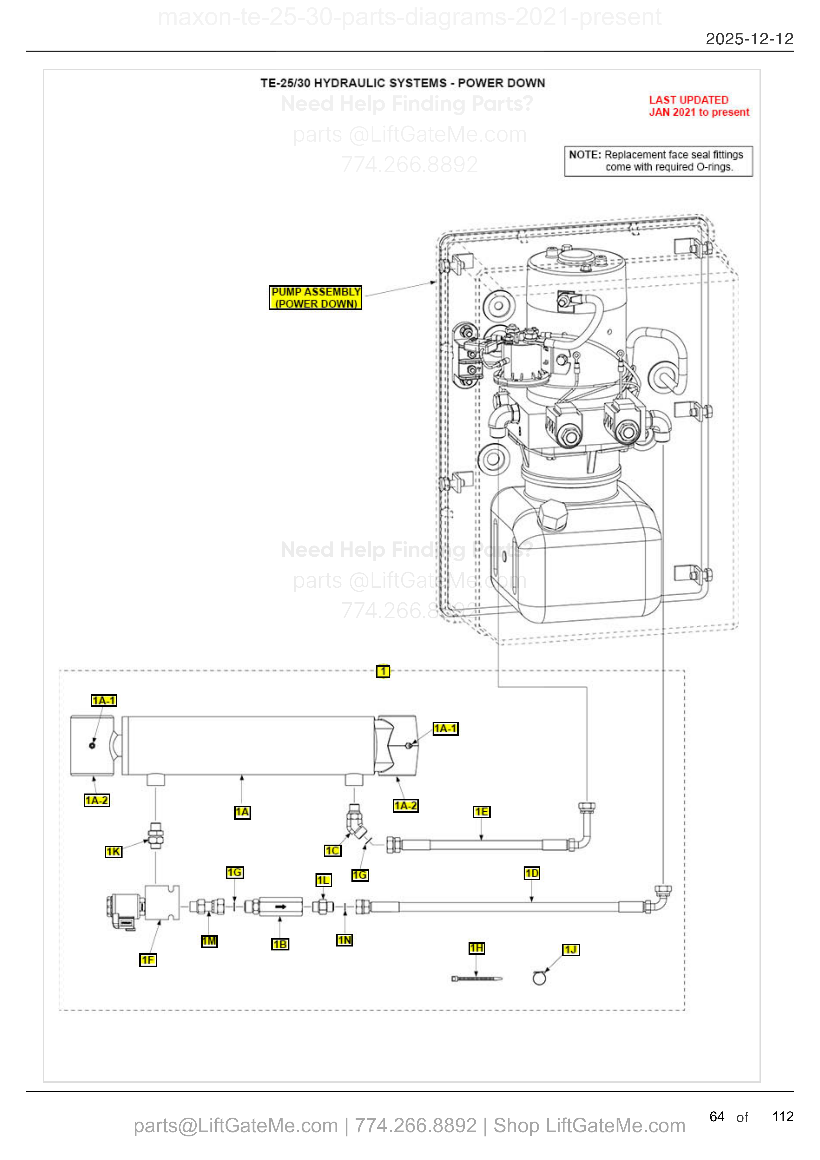 TE-25/30 HYDRAULIC SYSTEMS - POWER DOWN diagram