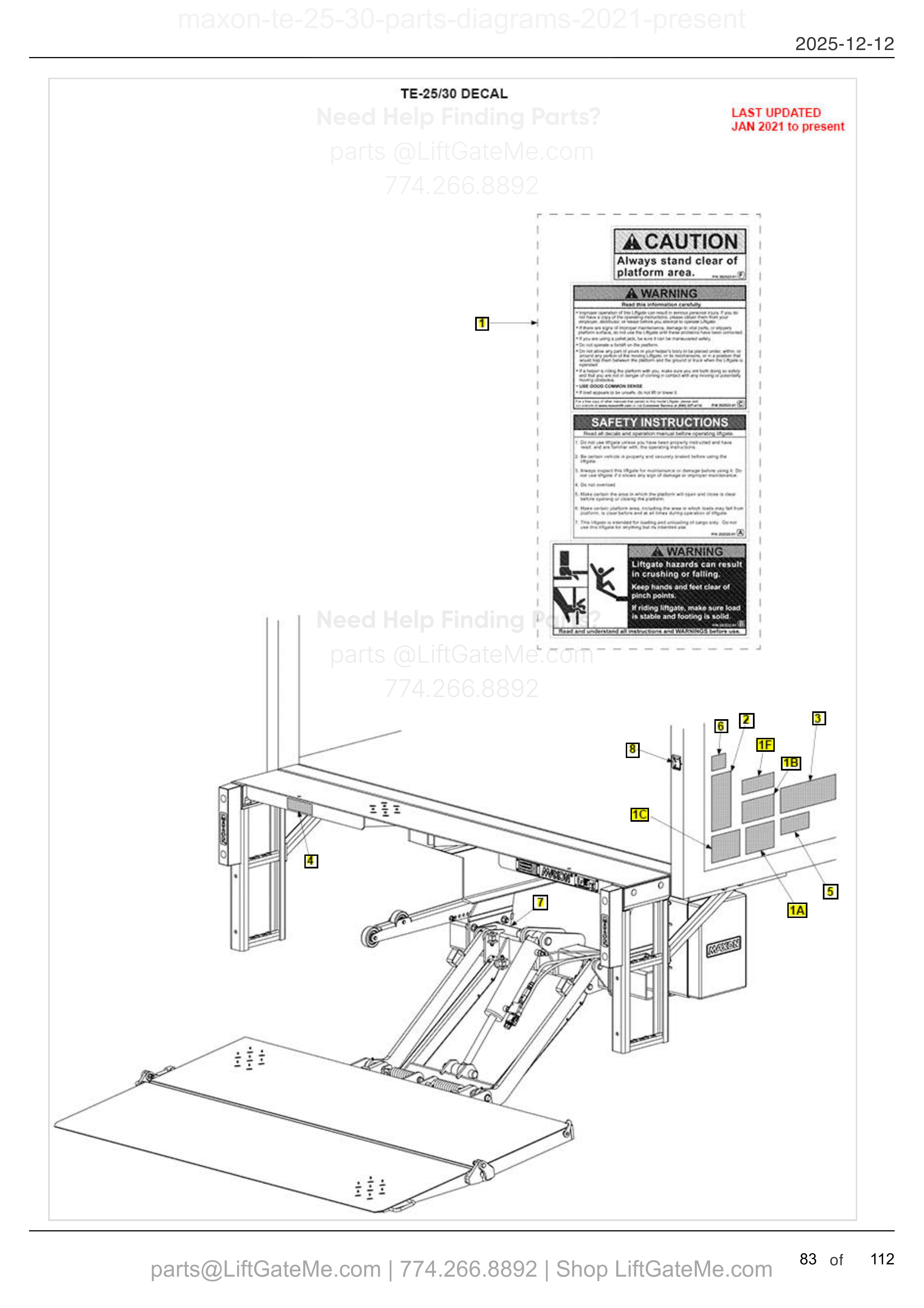 TE-25/30 DECAL diagram