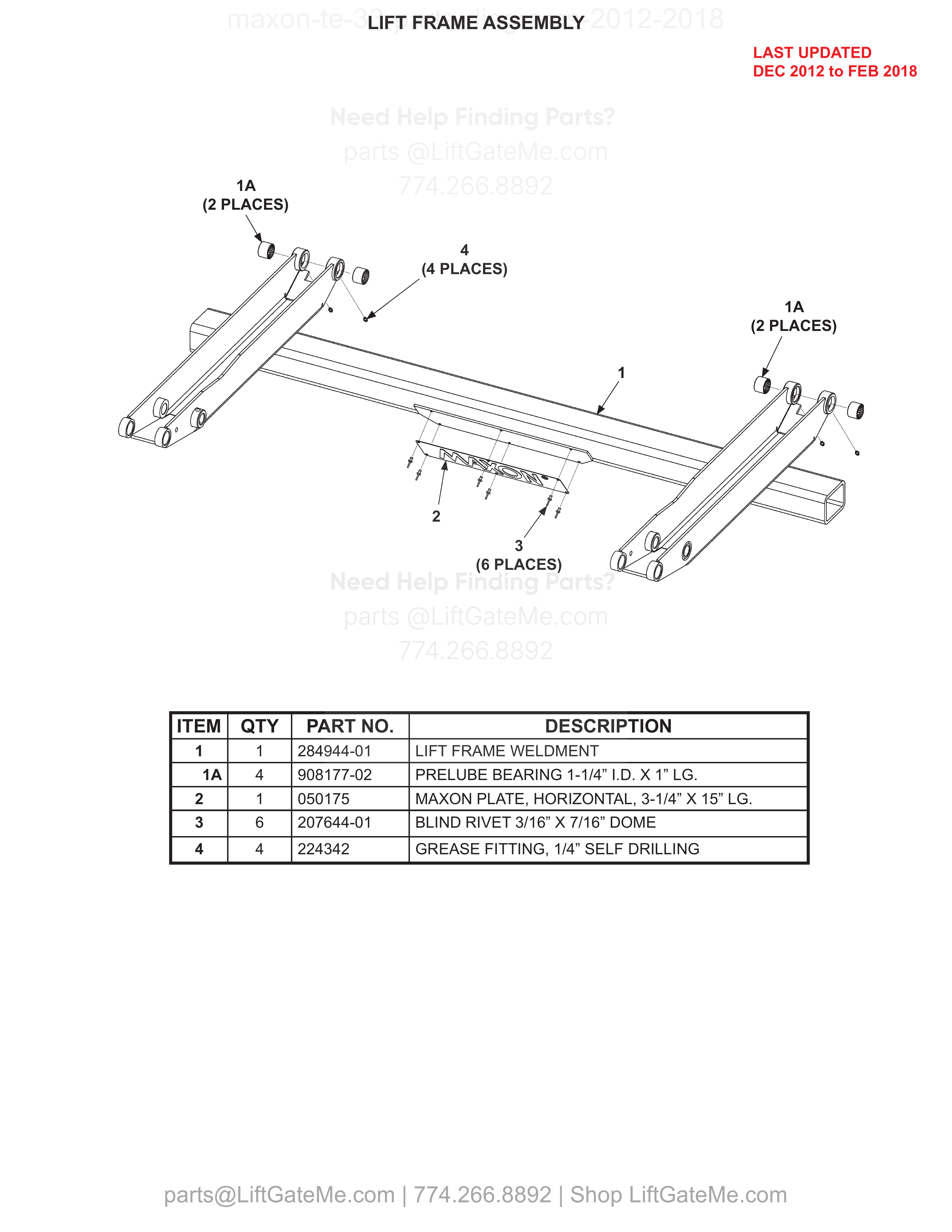 LIFT FRAME ASSEMBLY diagram