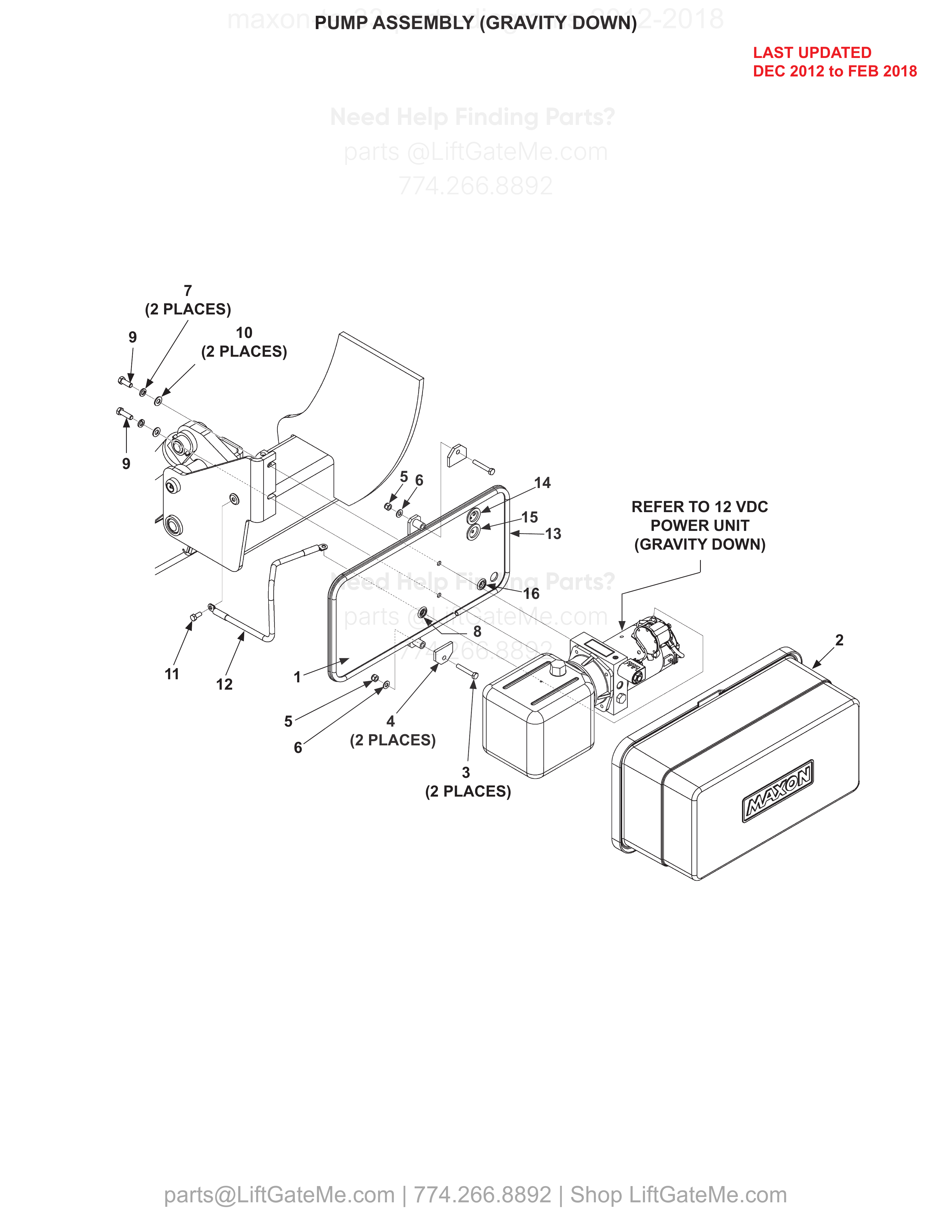 PUMP ASSEMBLY (GRAVITY DOWN) diagram