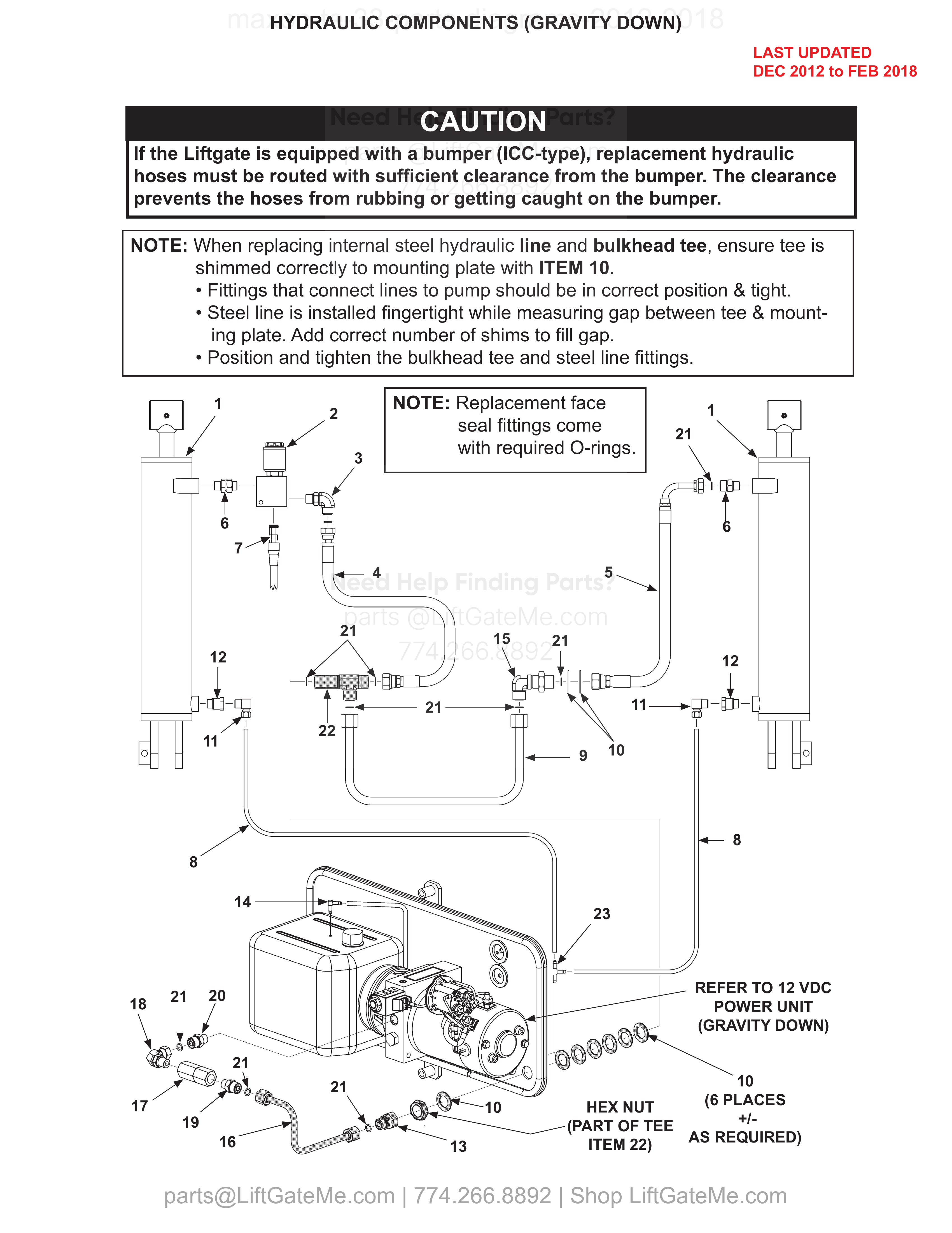 HYDRAULIC COMPONENTS (GRAVITY DOWN) diagram