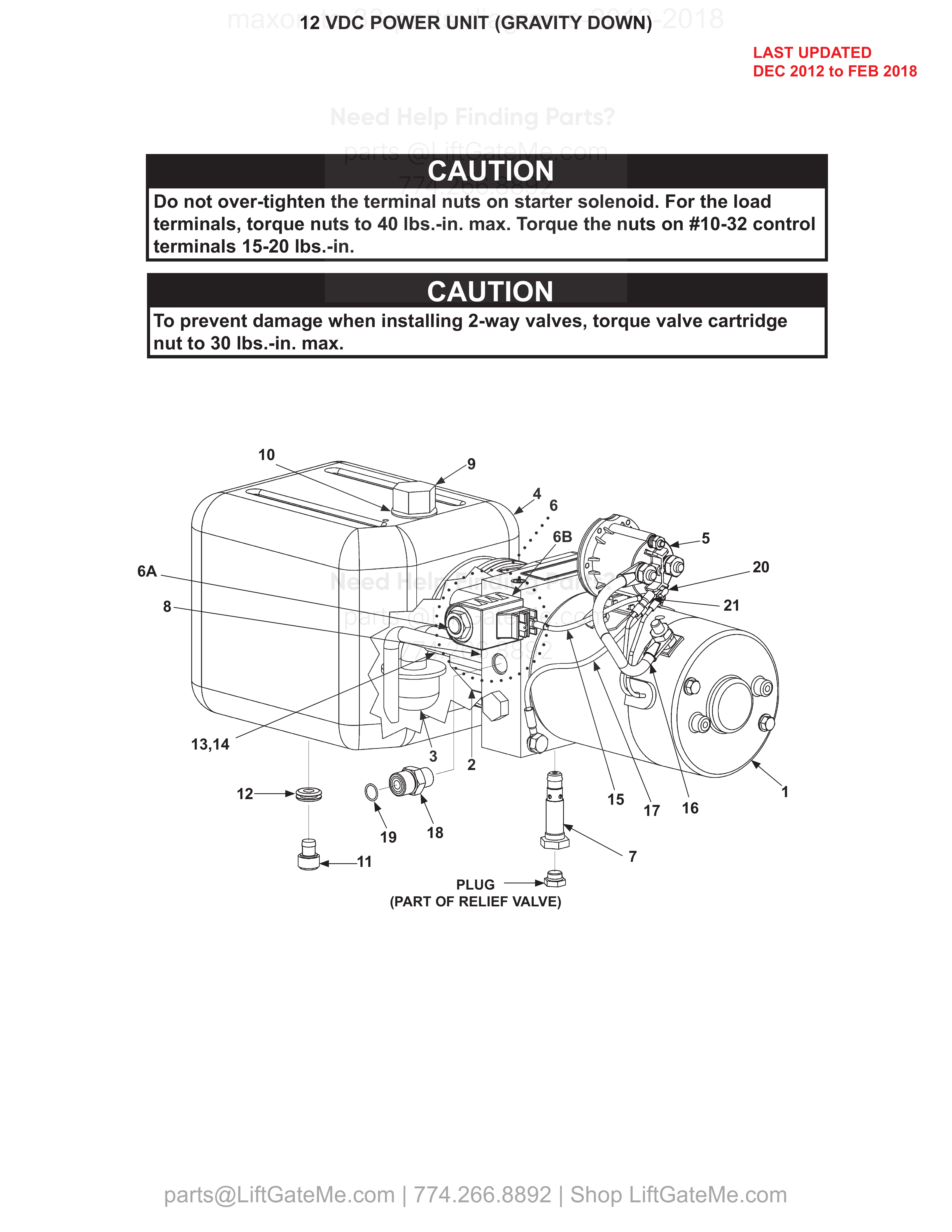 12 VDC POWER UNIT (GRAVITY DOWN) diagram