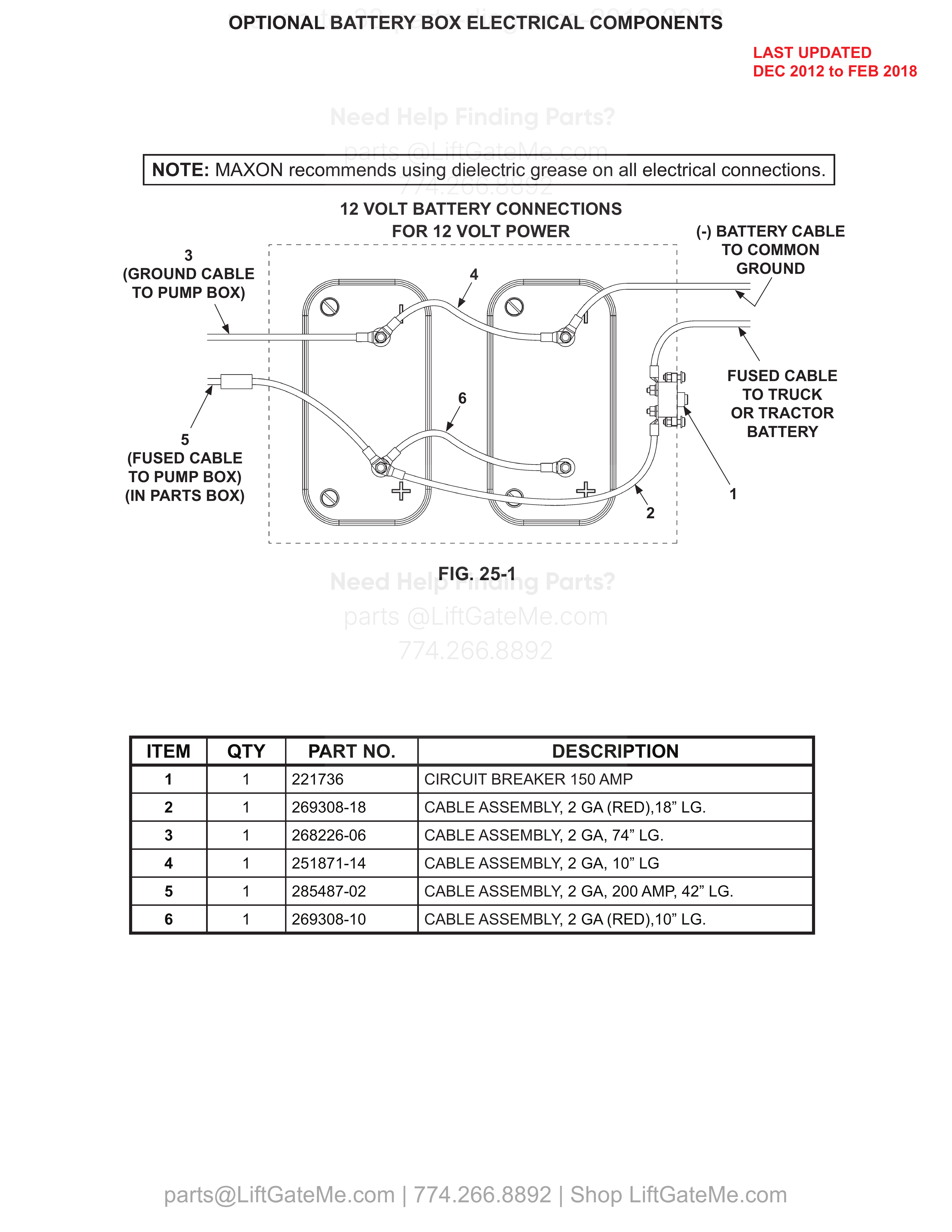 OPTIONAL BATTERY BOX ELECTRICAL COMPONENTS diagram