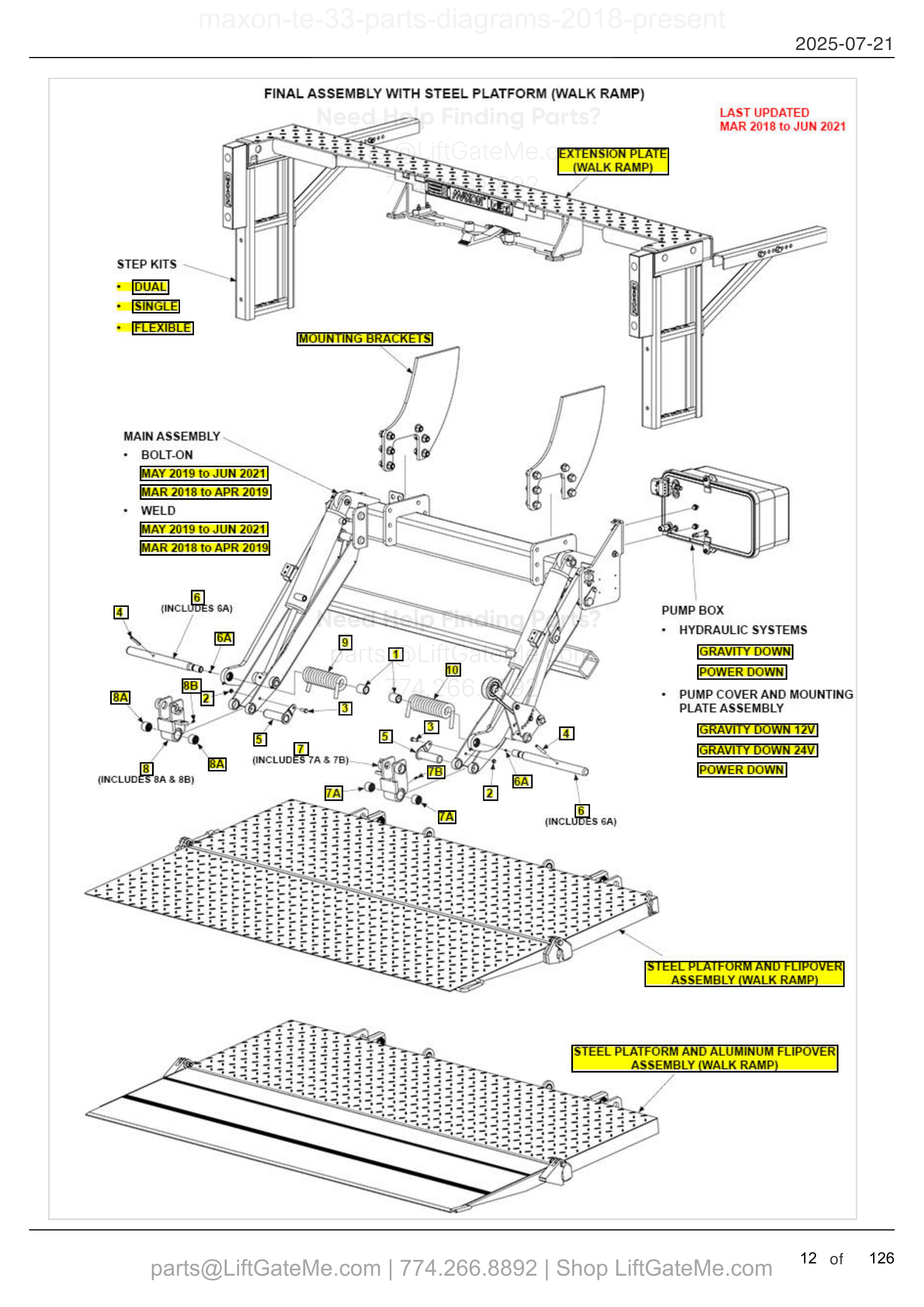 FINAL ASSEMBLY WITH STEEL PLATFORM (WALK RAMP) diagram