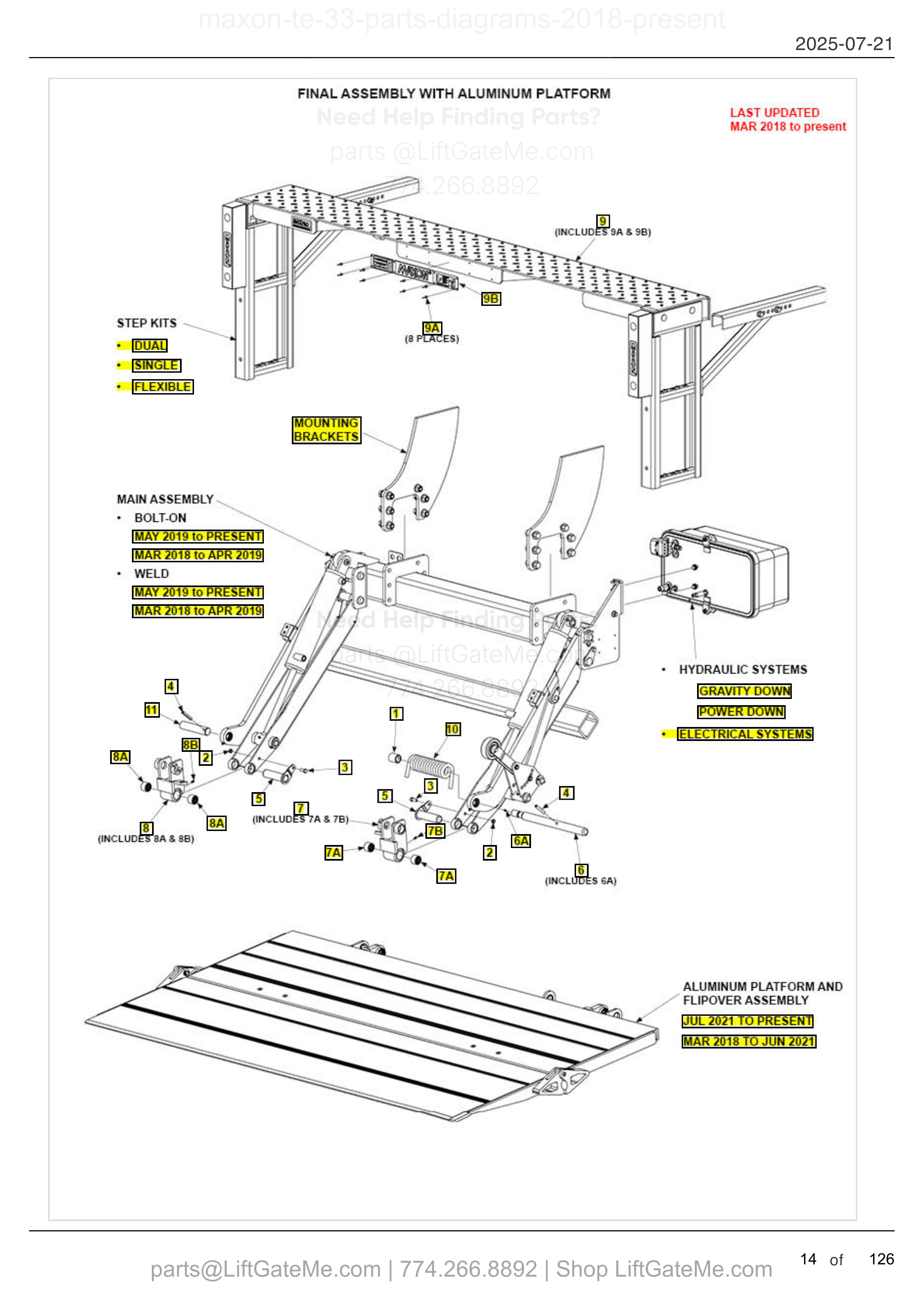 FINAL ASSEMBLY WITH ALUMINUM PLATFORM diagram