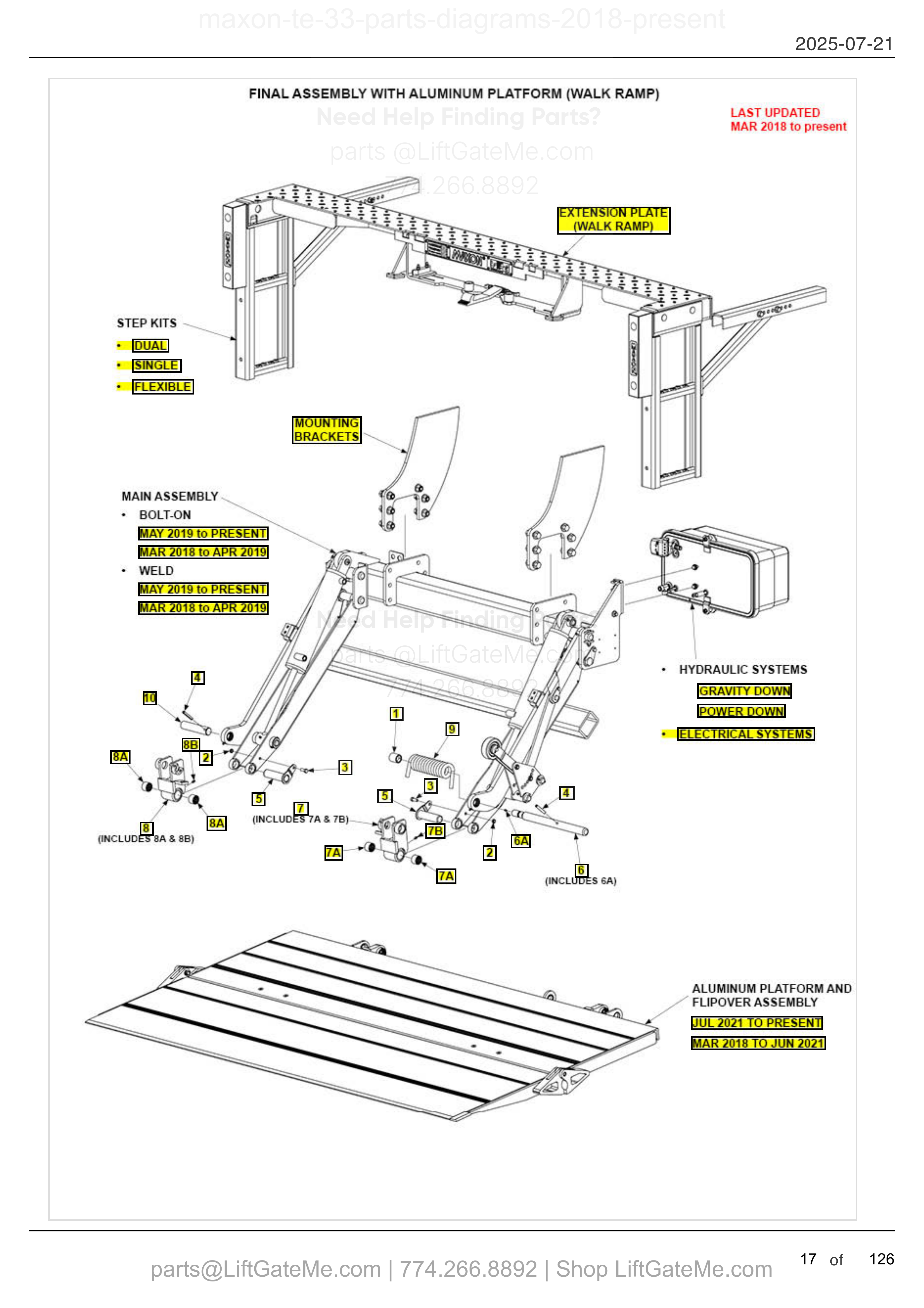 FINAL ASSEMBLY WITH ALUMINUM PLATFORM (WALK RAMP) diagram