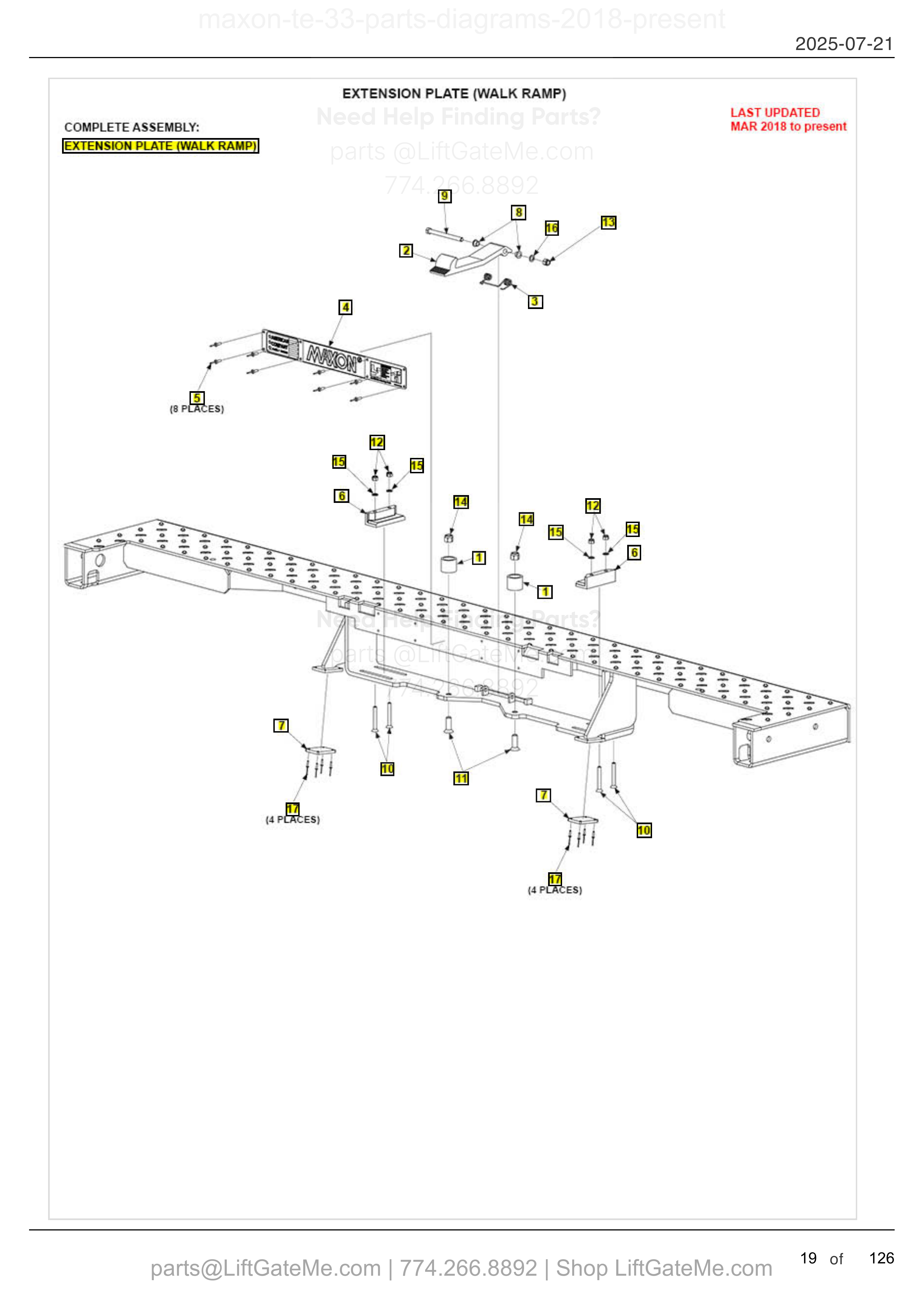 EXTENSION PLATE (WALK RAMP) diagram