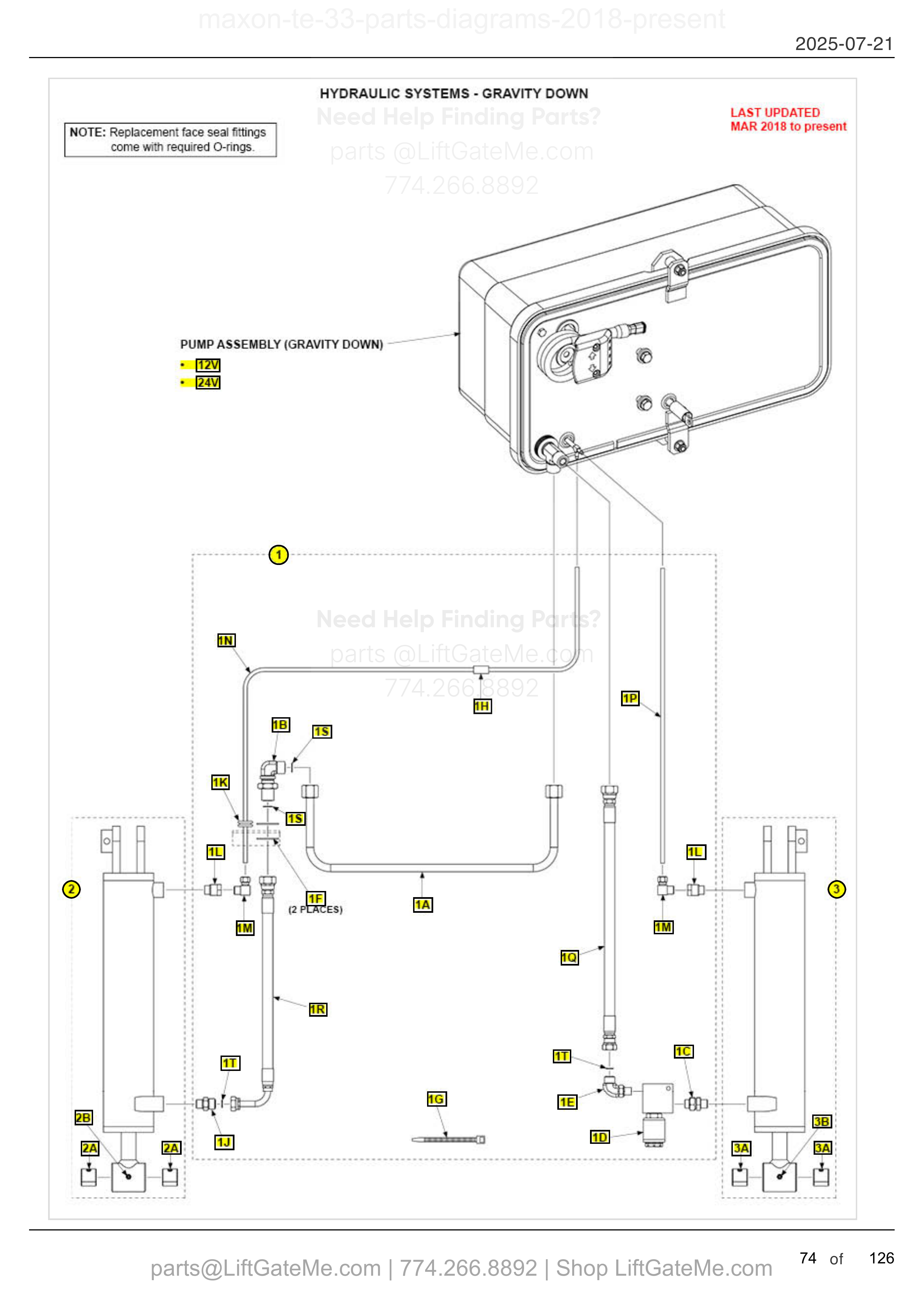 HYDRAULIC SYSTEMS - GRAVITY DOWN diagram
