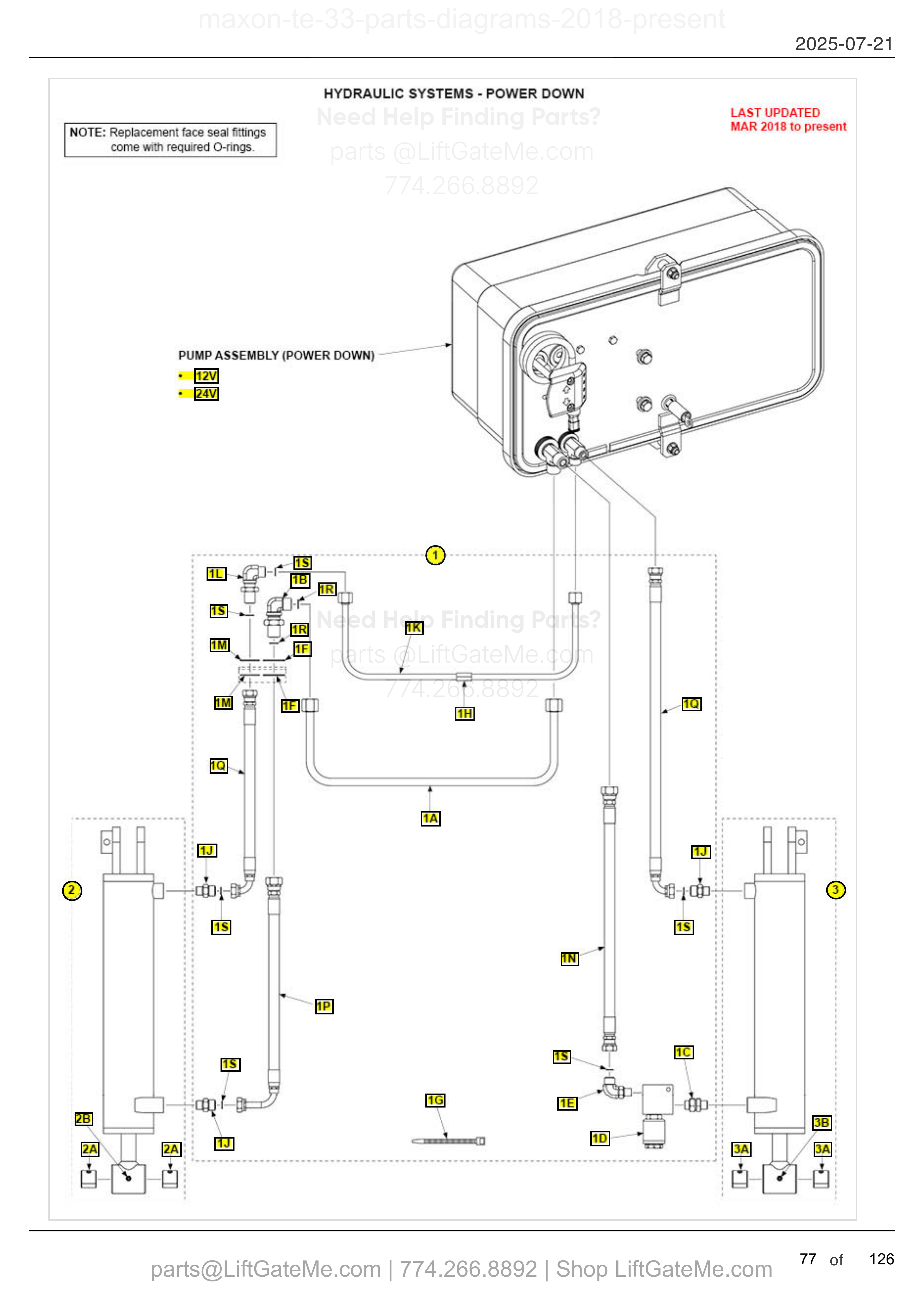 HYDRAULIC SYSTEMS - POWER DOWN diagram