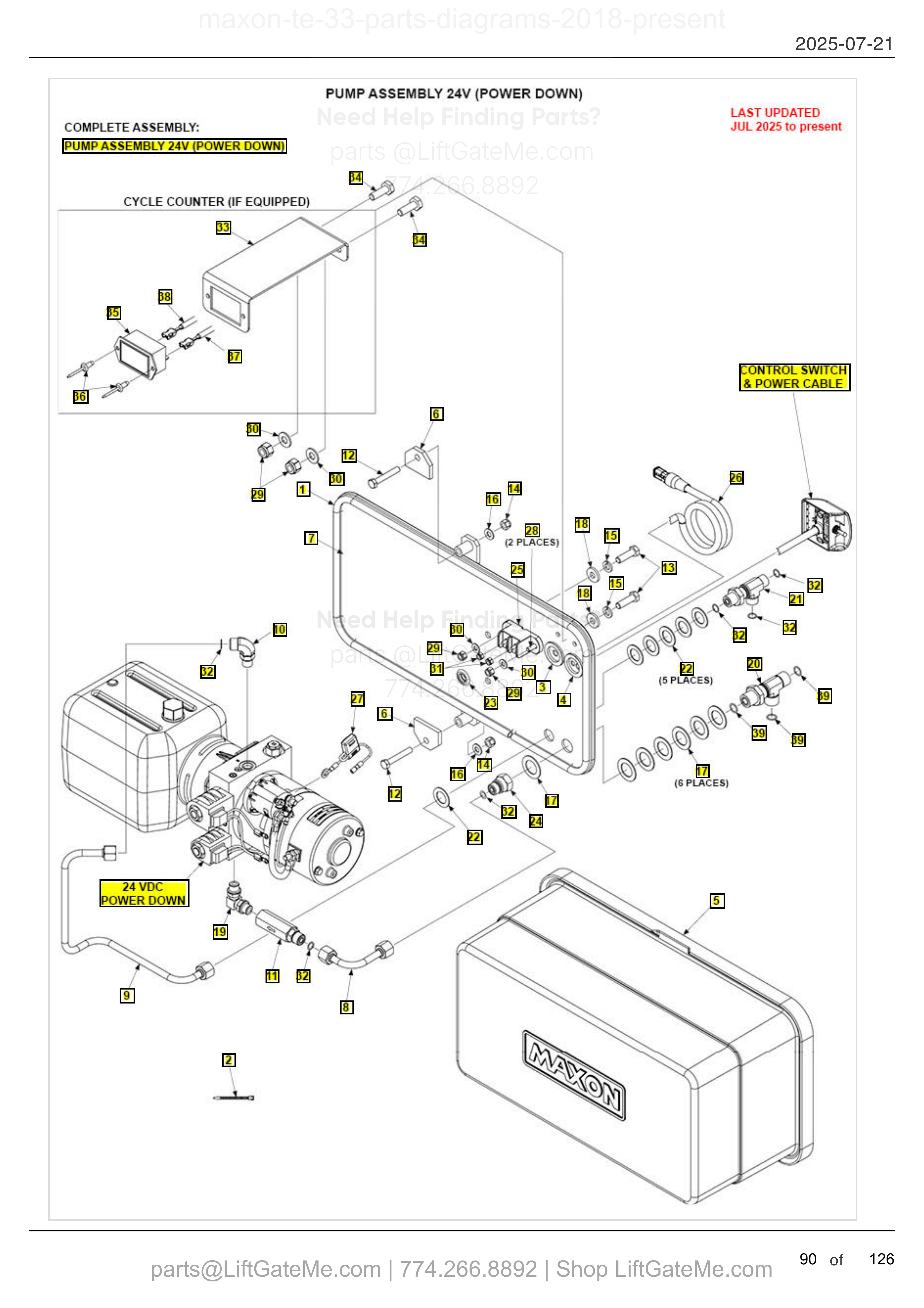 PUMP ASSEMBLY 24V (POWER DOWN) diagram