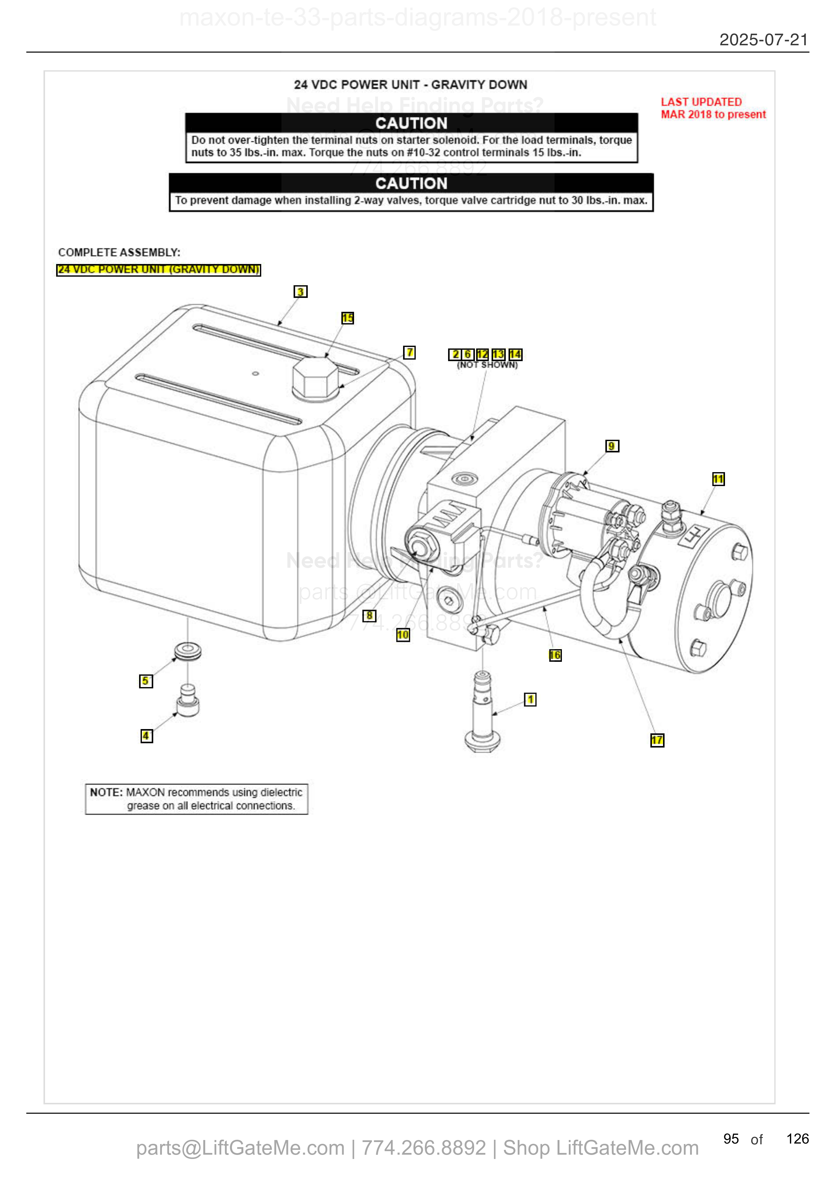 24 VDC POWER UNIT - GRAVITY DOWN diagram
