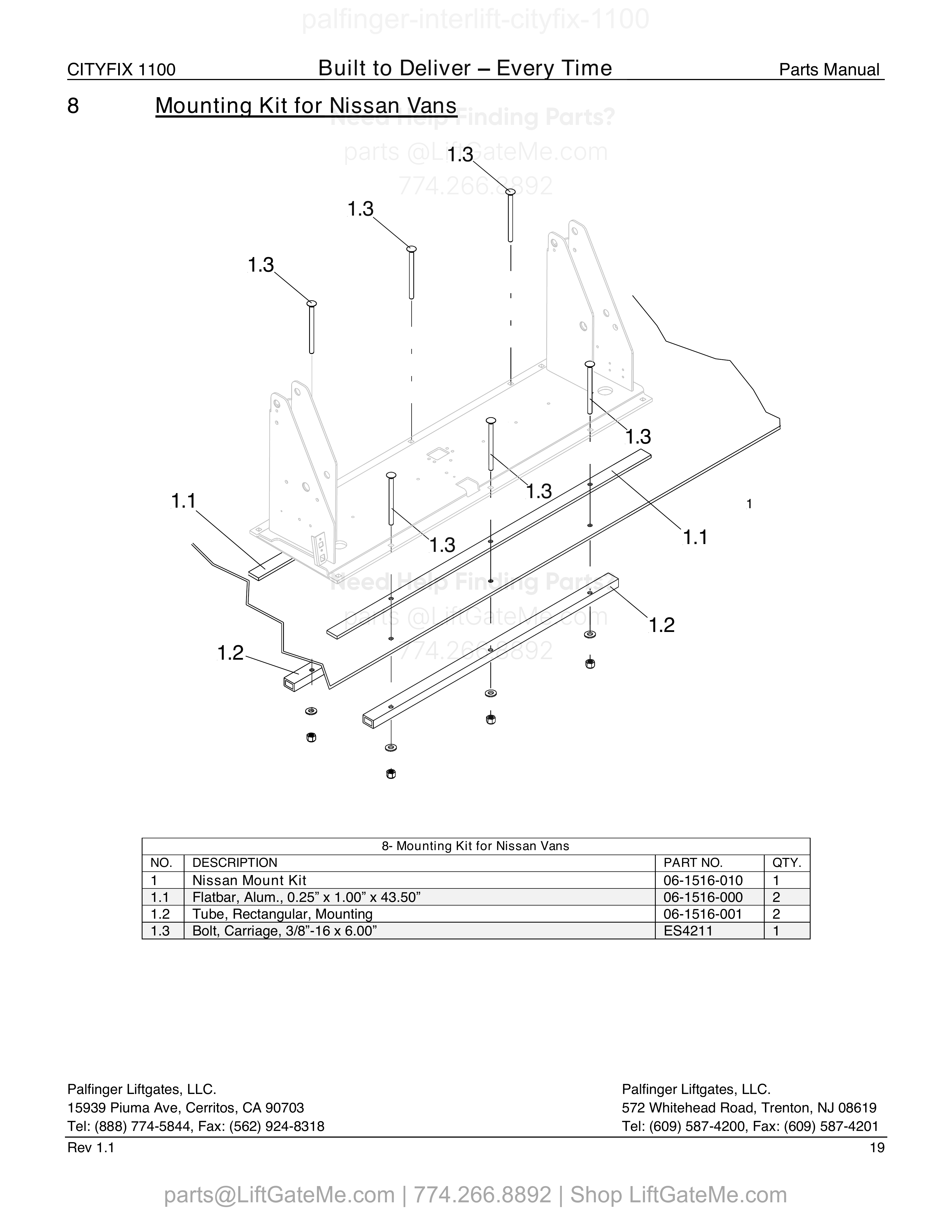 8- Mounting Kit for Nissan Vans diagram
