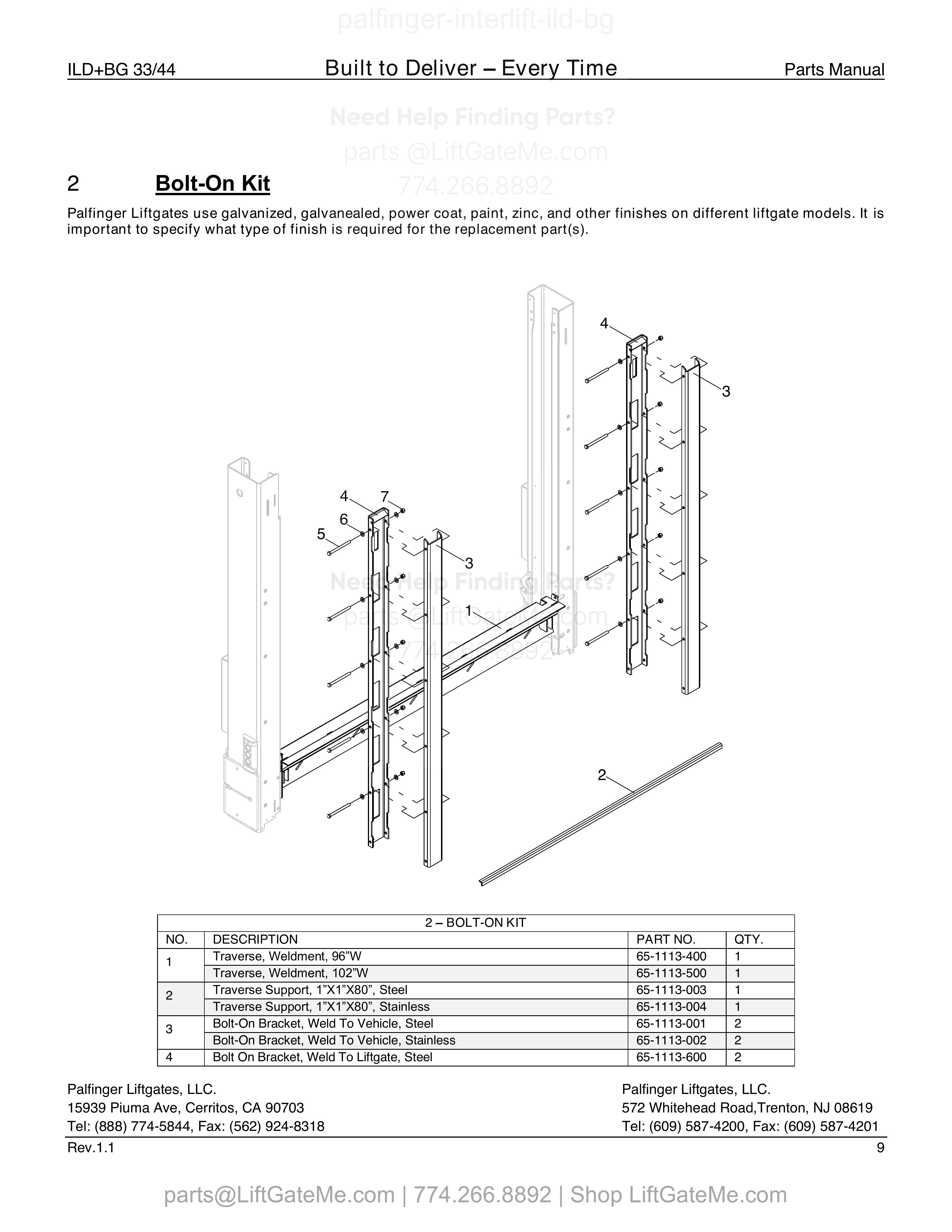Bolt-On Kit diagram