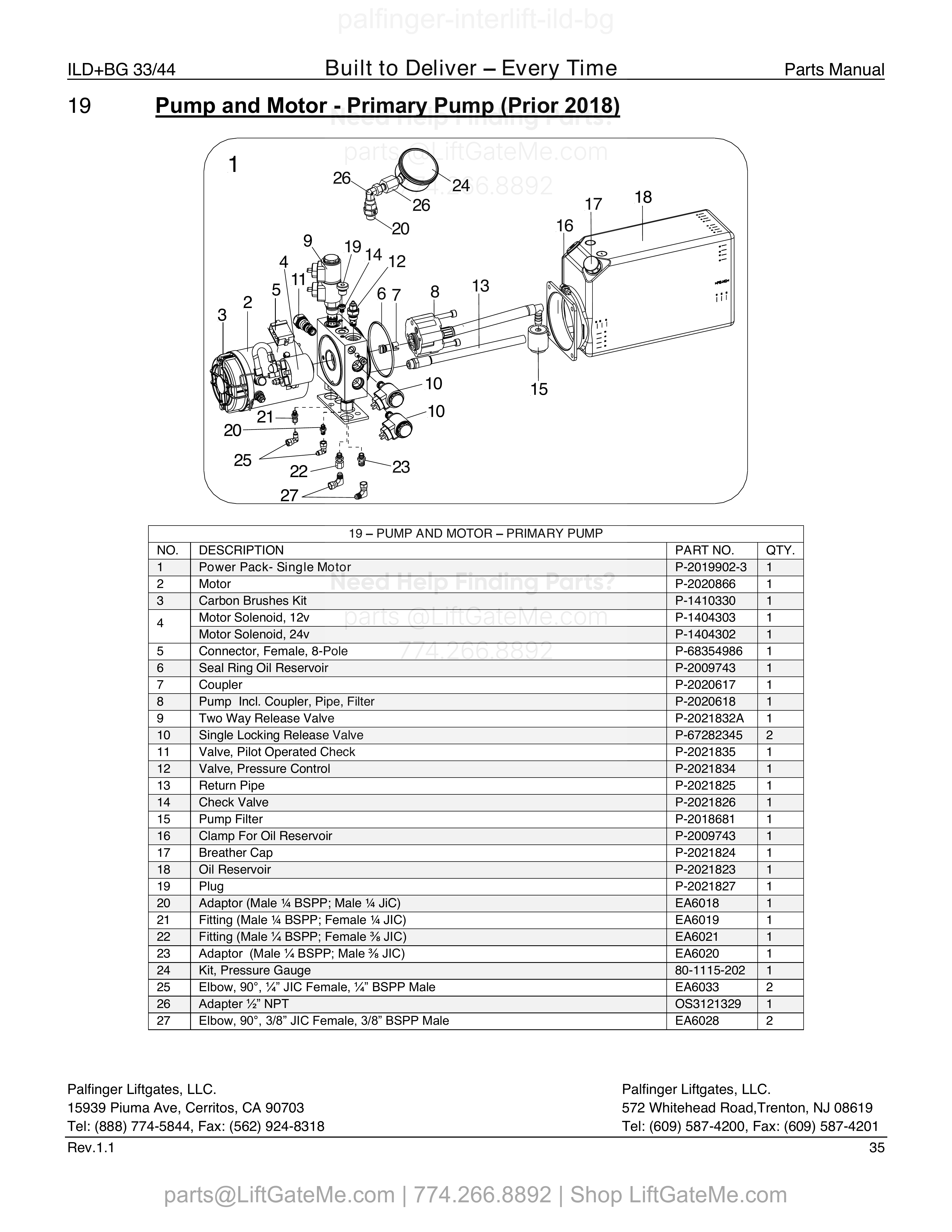19 – Pump and Motor - Primary Pump (Prior 2018) diagram