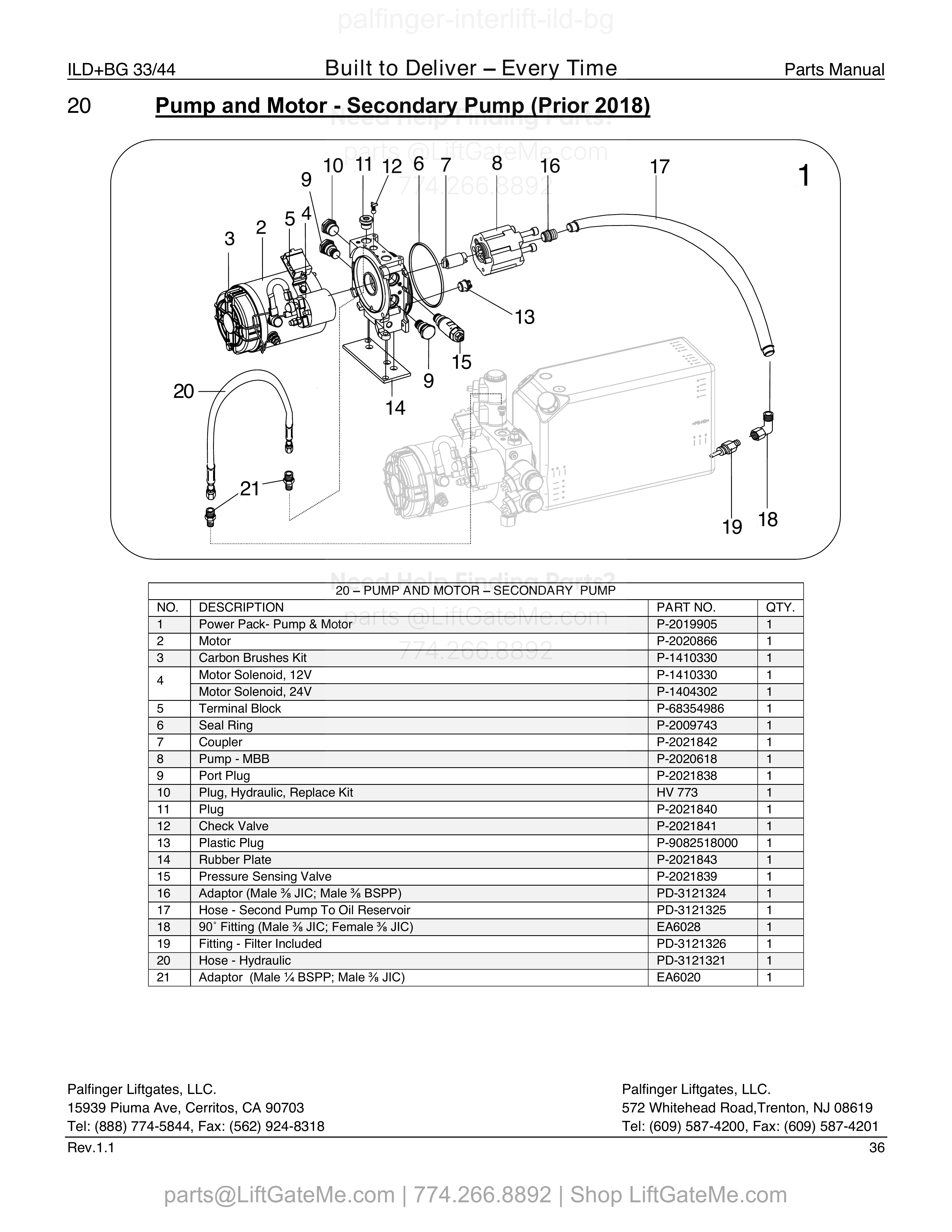 20 – Pump and Motor - Secondary Pump (Prior 2018) diagram
