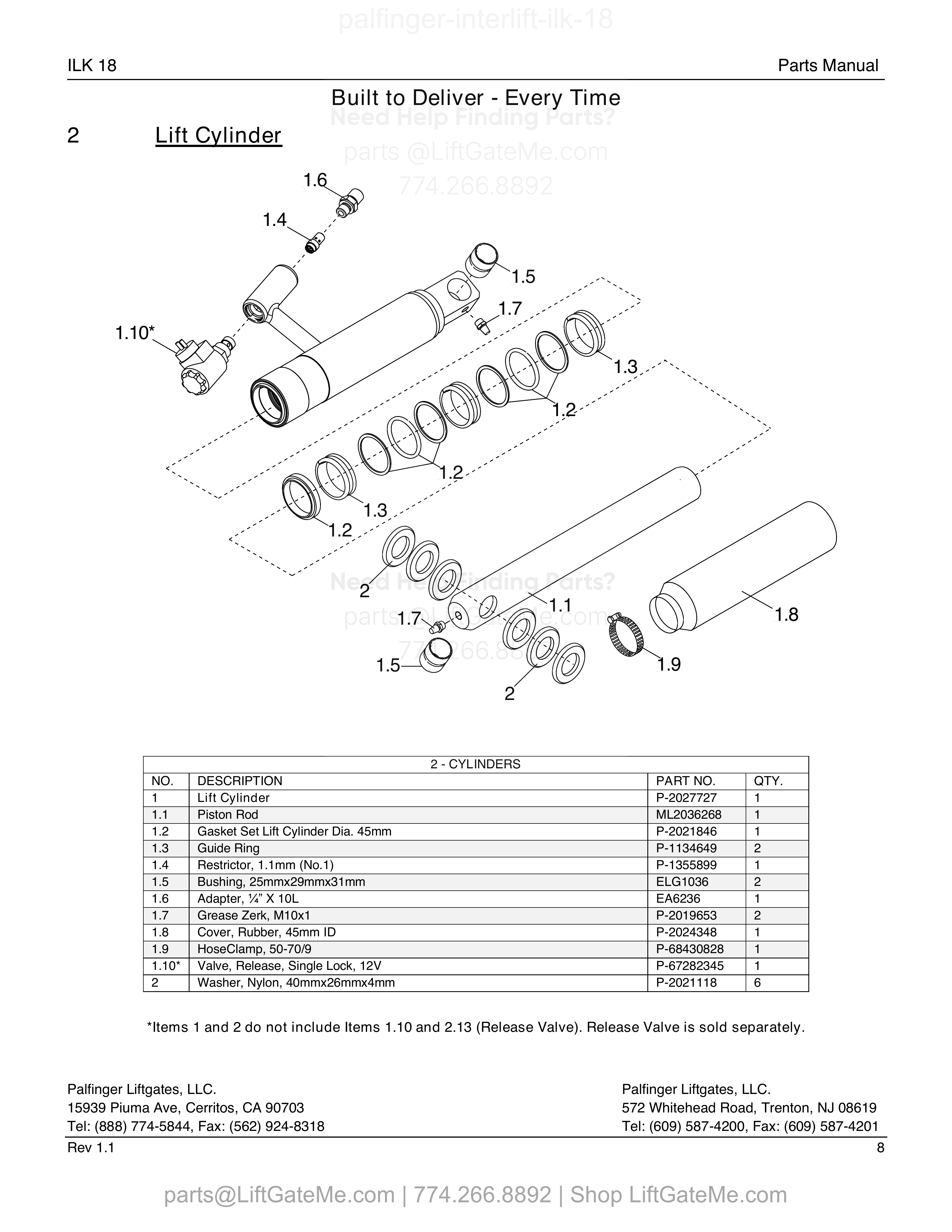 Lift Cylinder diagram