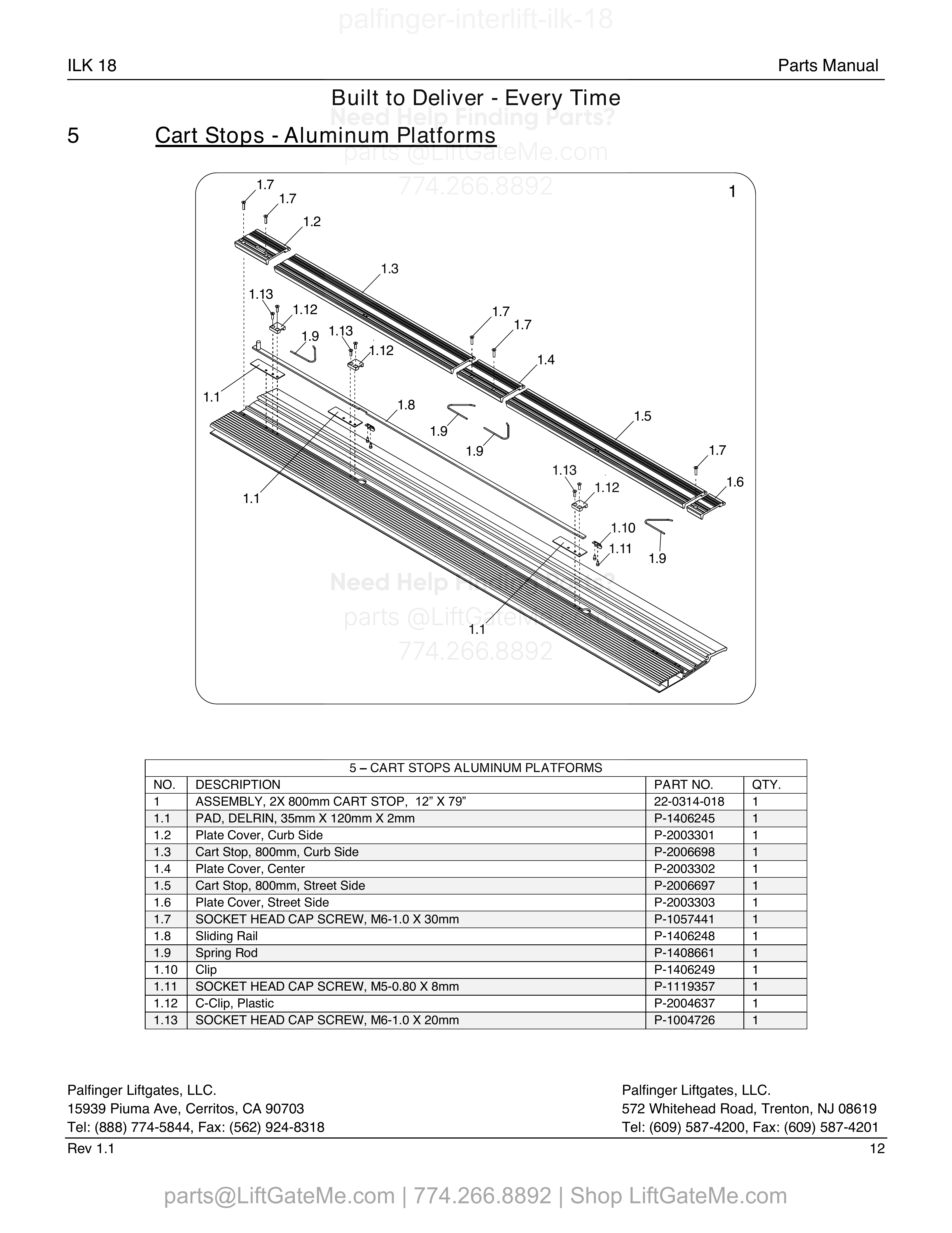 5 – Cart Stops - Aluminum Platforms diagram