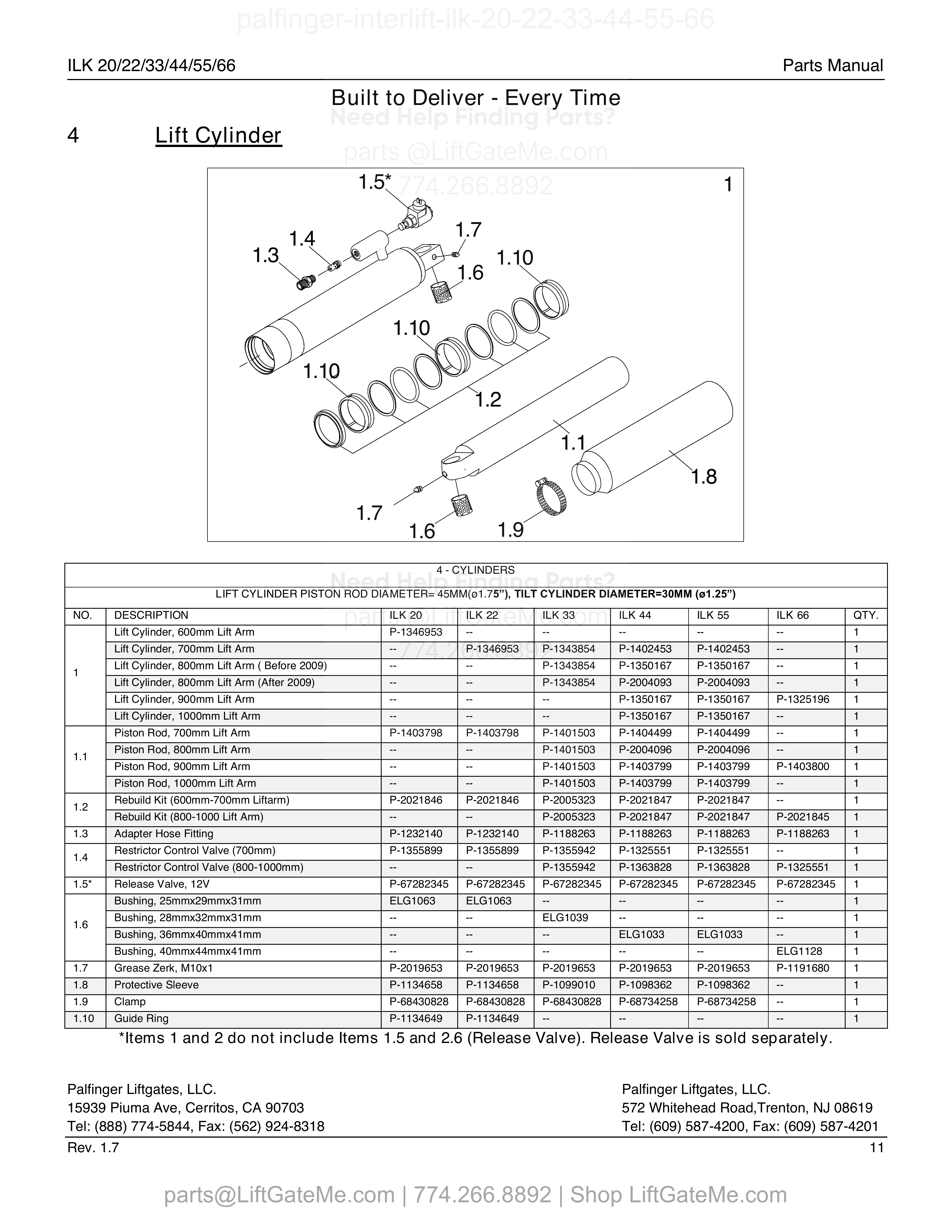 Lift Cylinder diagram