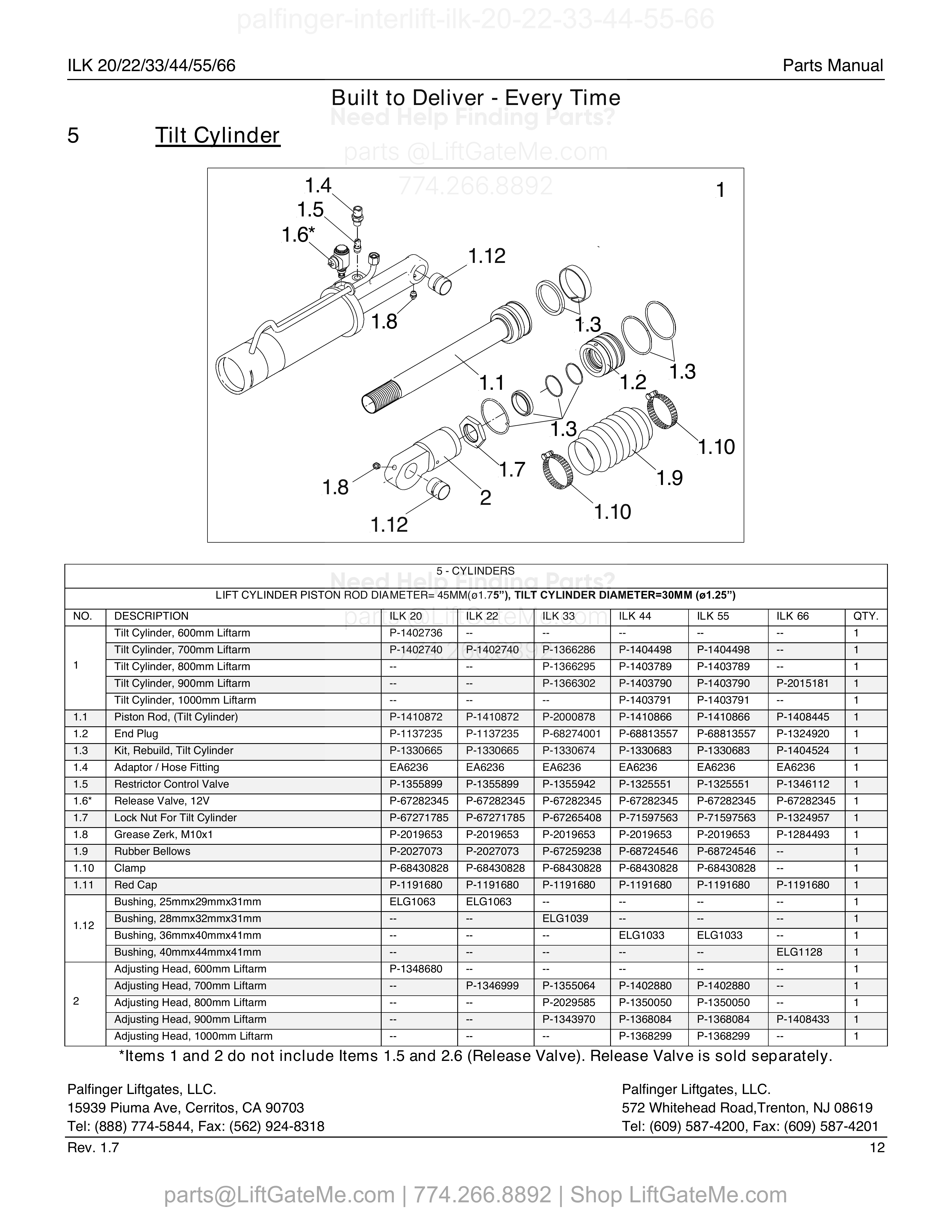Tilt Cylinder diagram