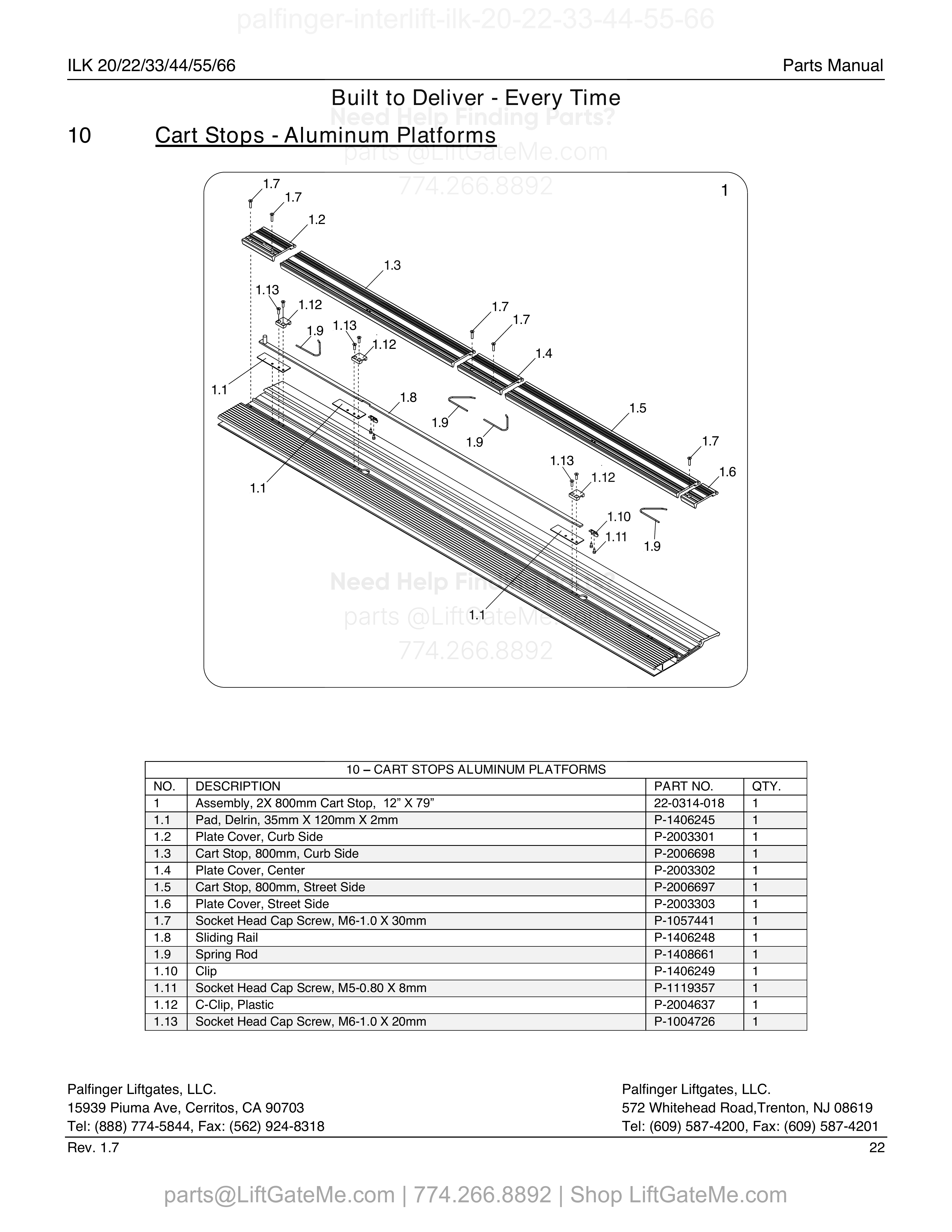 10 - Cart Stops - Aluminum Platforms diagram