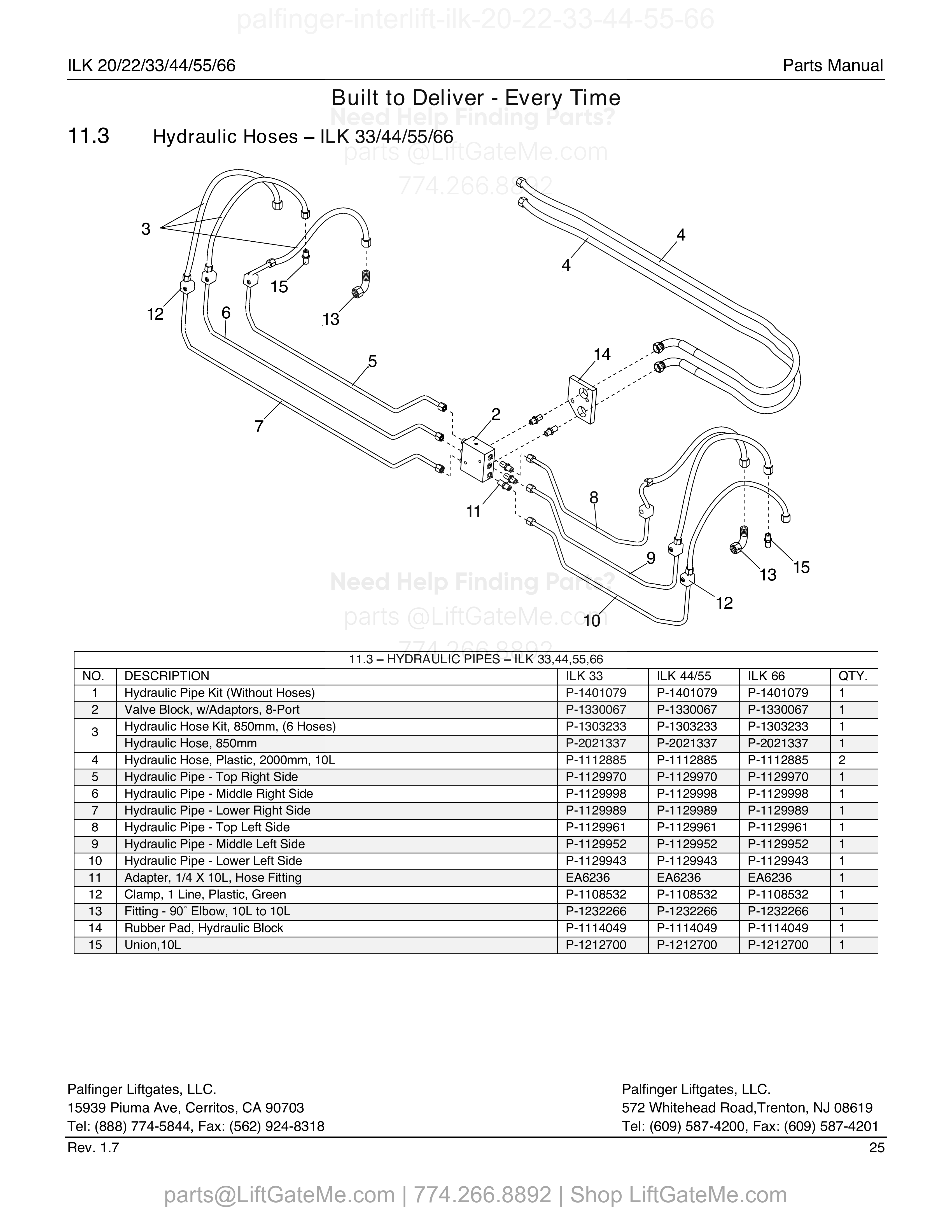 11.3 - Hydraulic Hoses - ILK 33/44/55/66 diagram