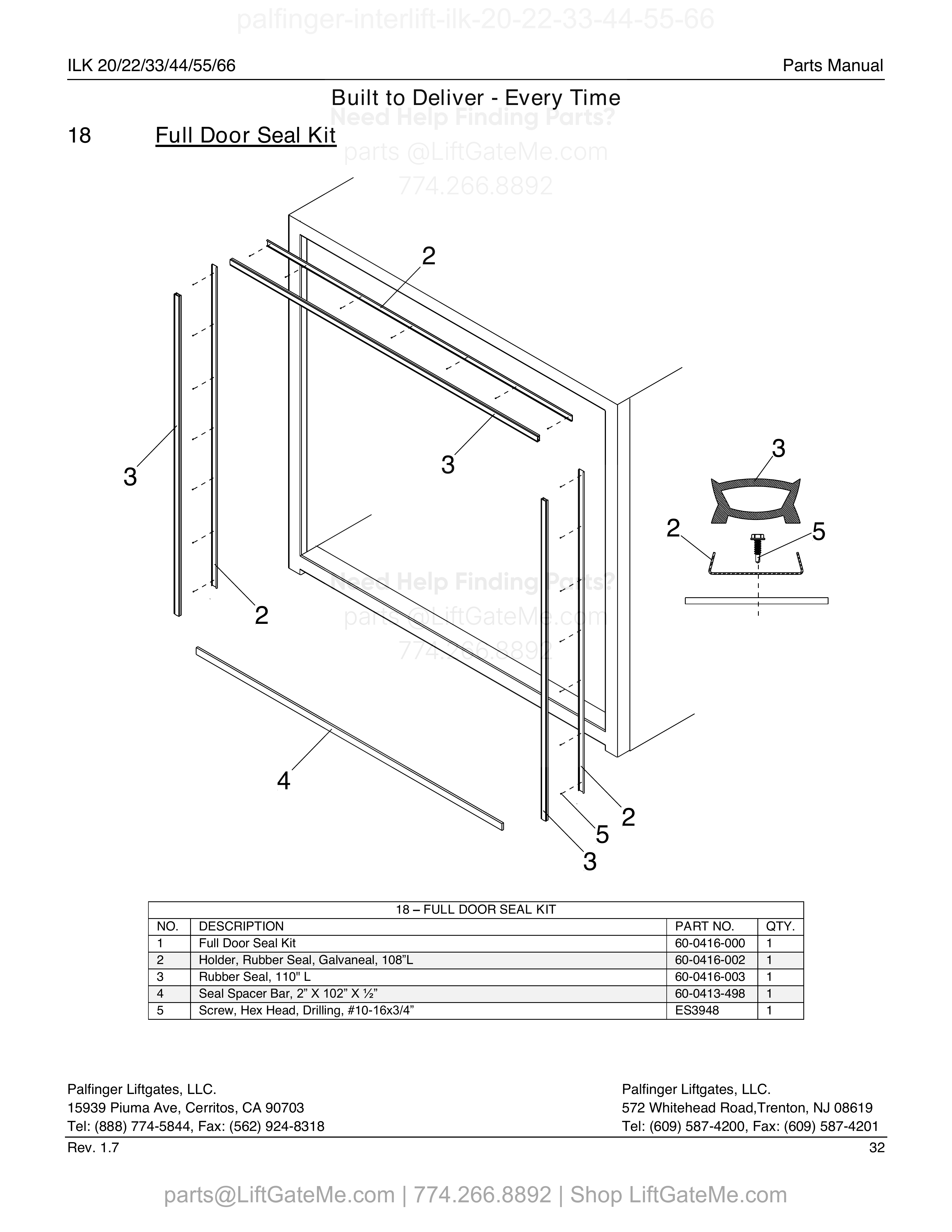 Full Door Seal Kit diagram