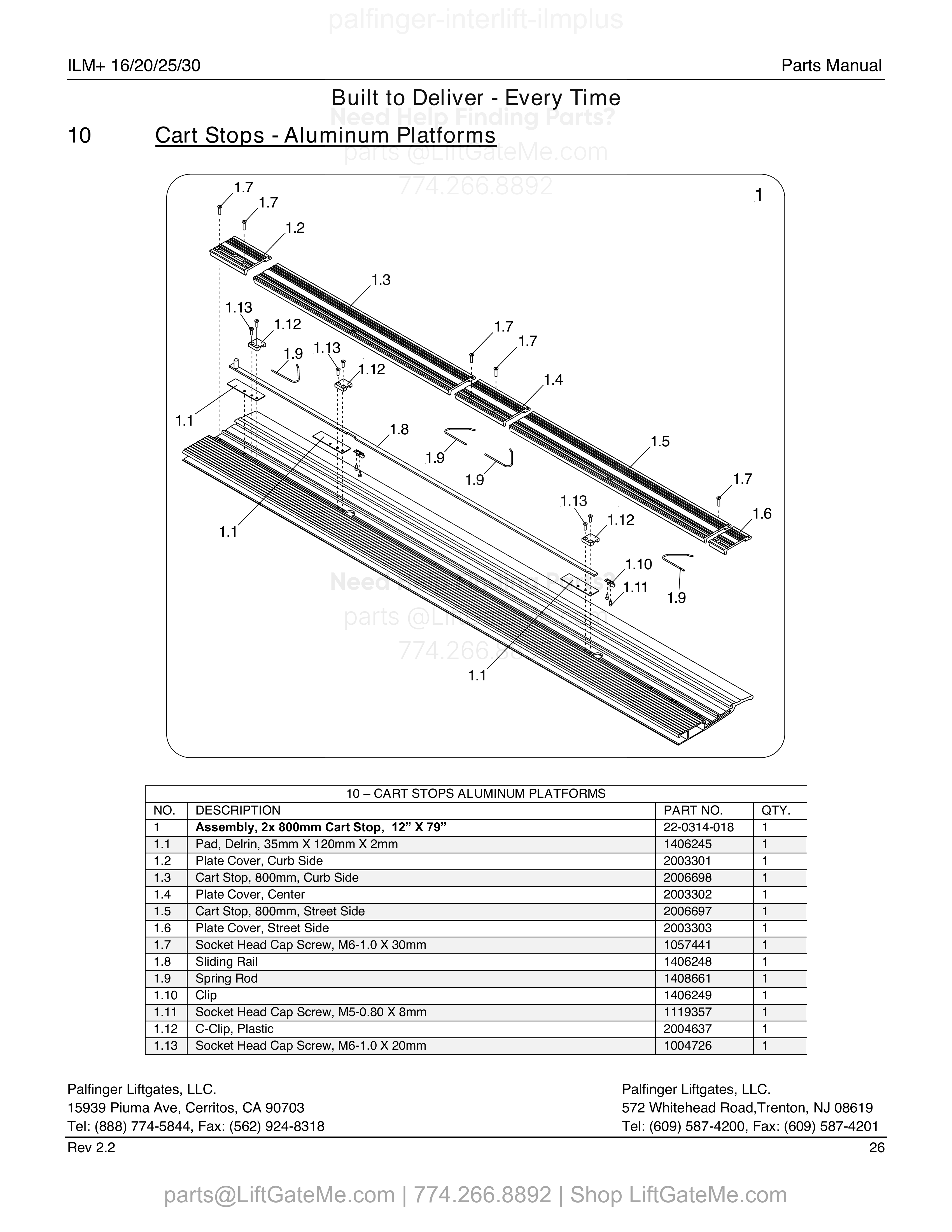 10 – CART STOPS ALUMINUM PLATFORMS diagram
