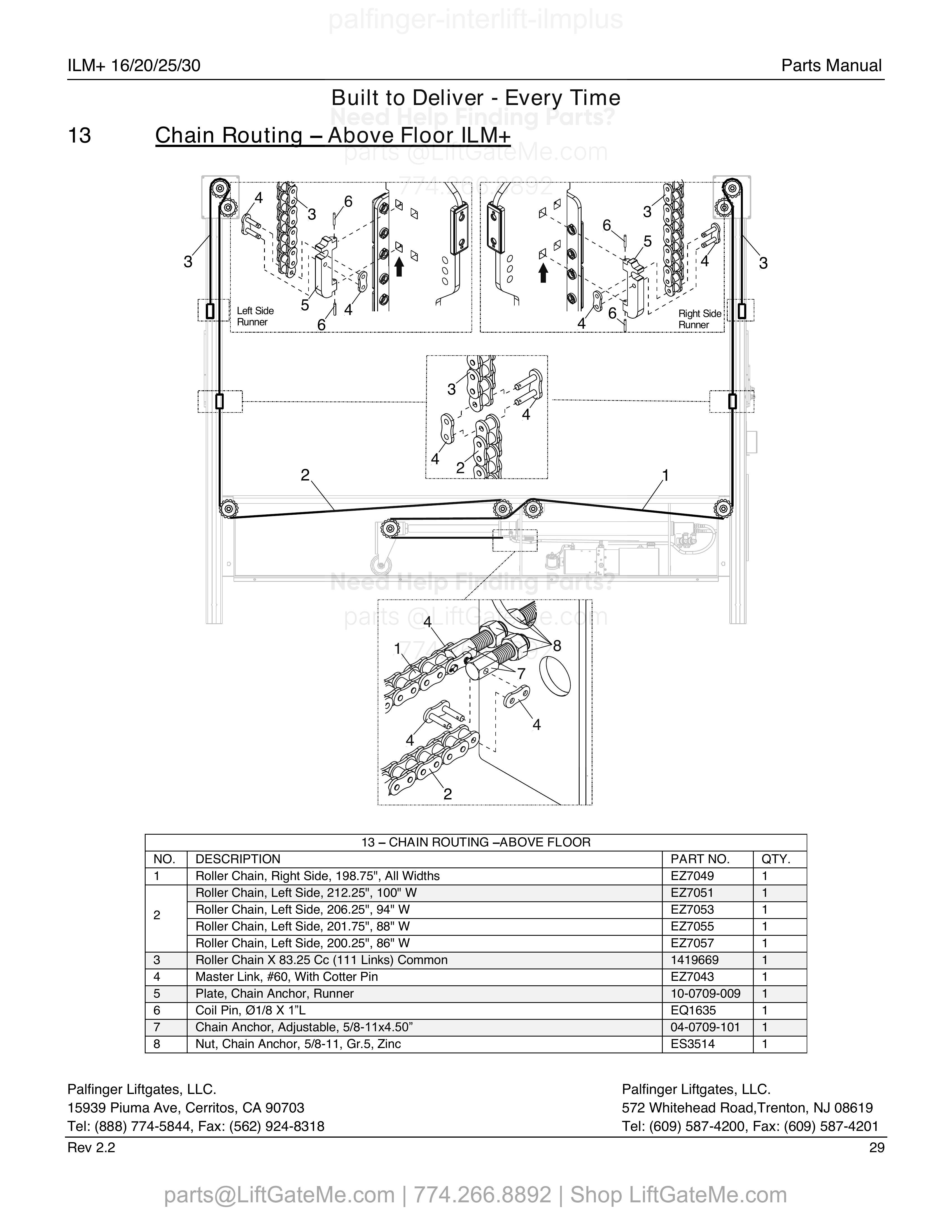 13 – CHAIN ROUTING –ABOVE FLOOR diagram