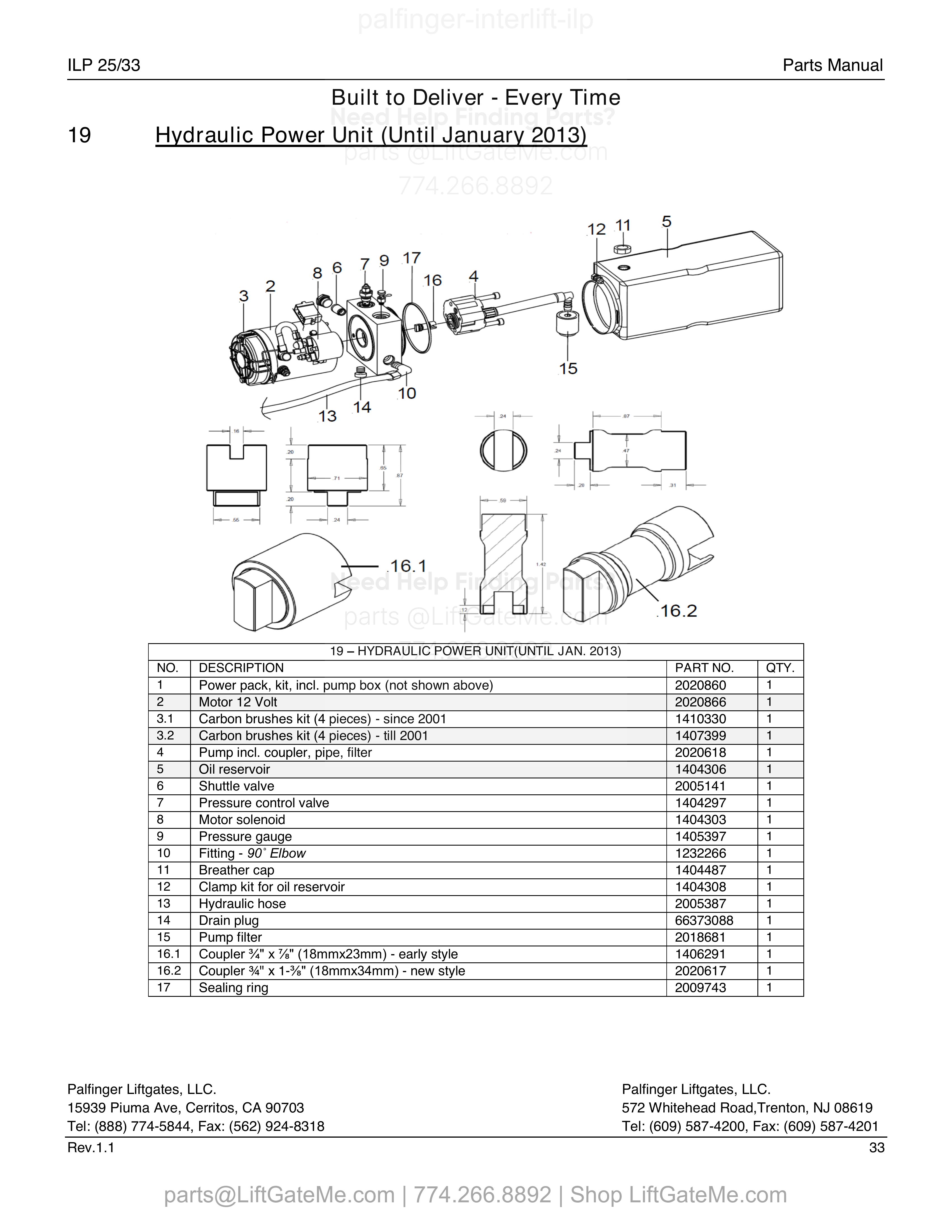 19 – HYDRAULIC POWER UNIT(UNTIL JAN. 2013) diagram