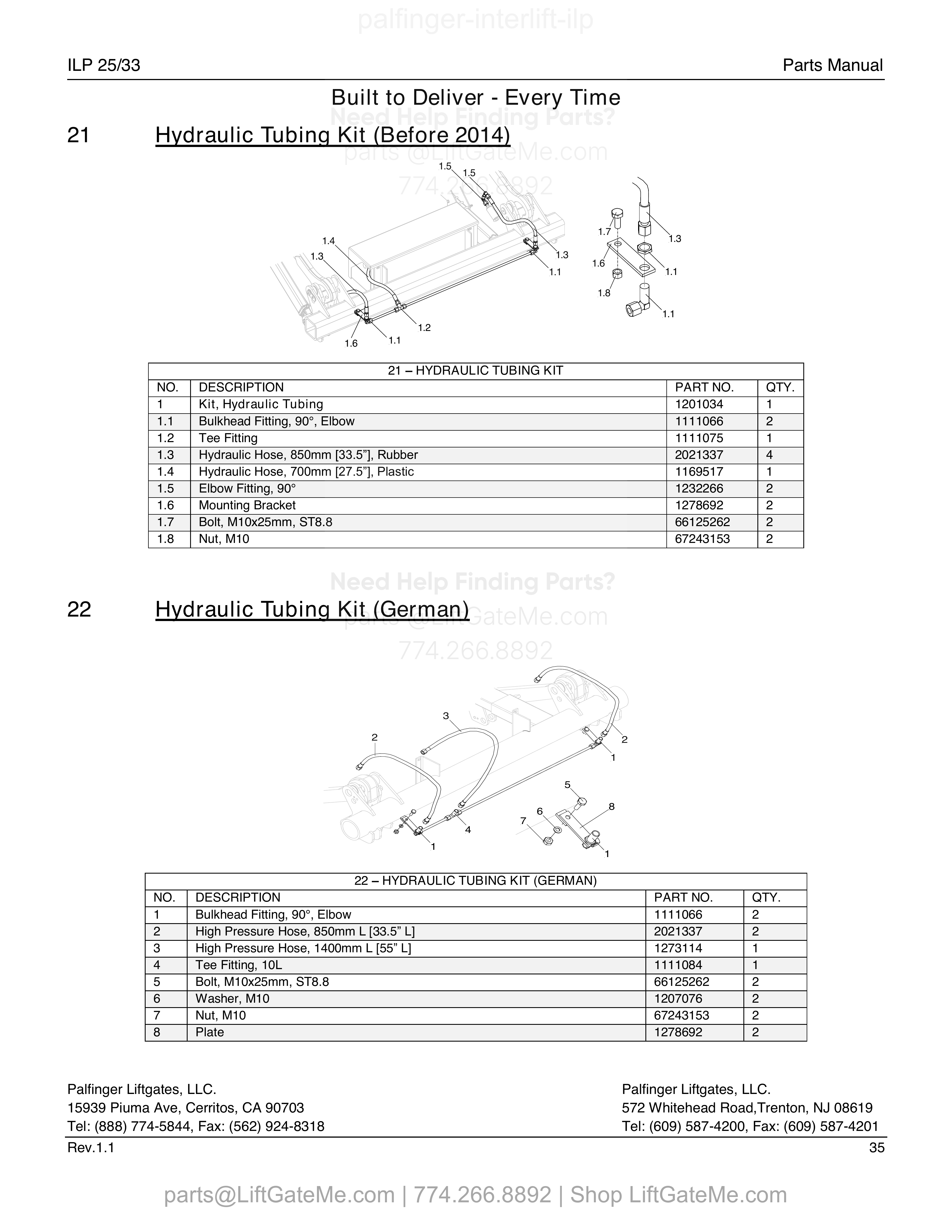 Hydraulic Tubing Kit (Before 2014) diagram