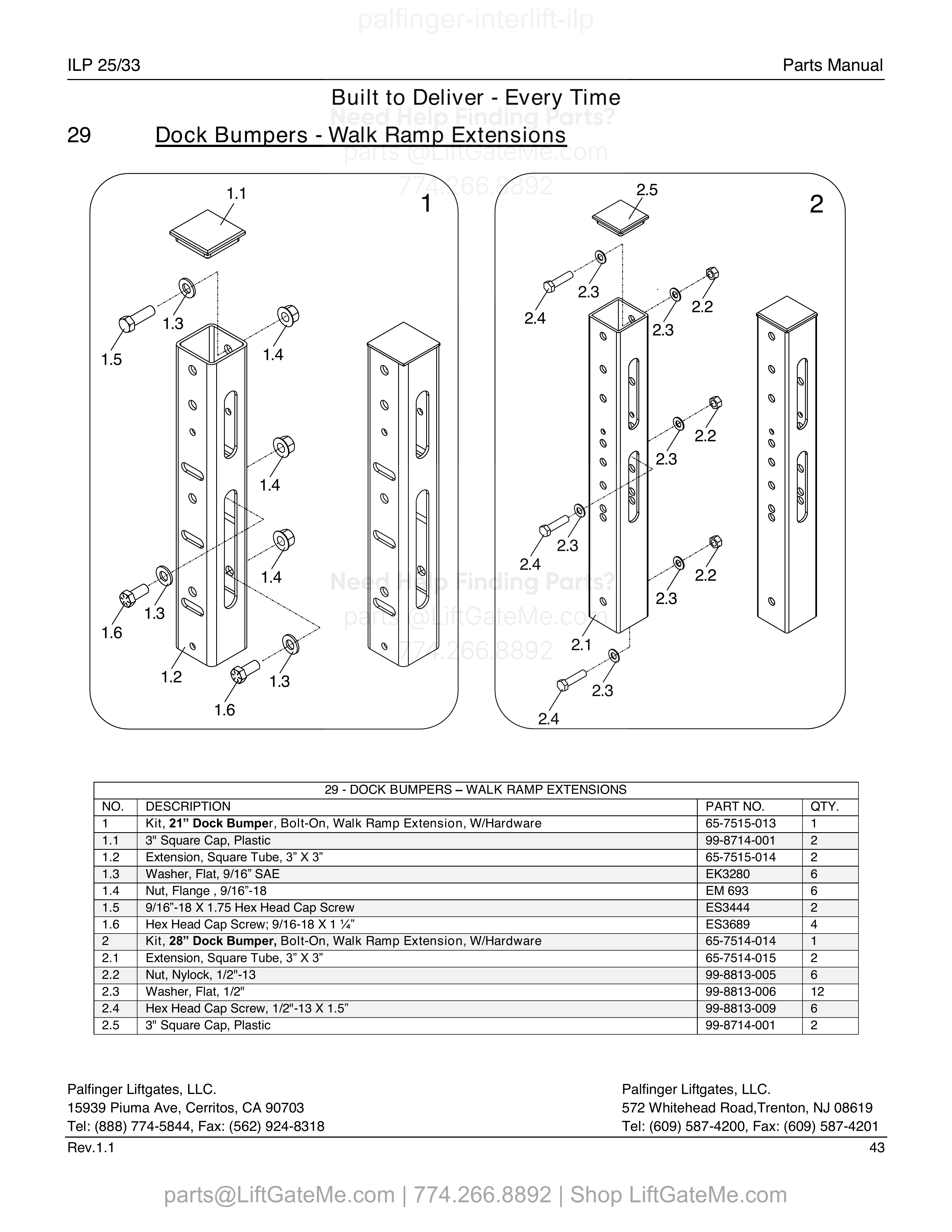 29 - DOCK BUMPERS – WALK RAMP EXTENSIONS diagram