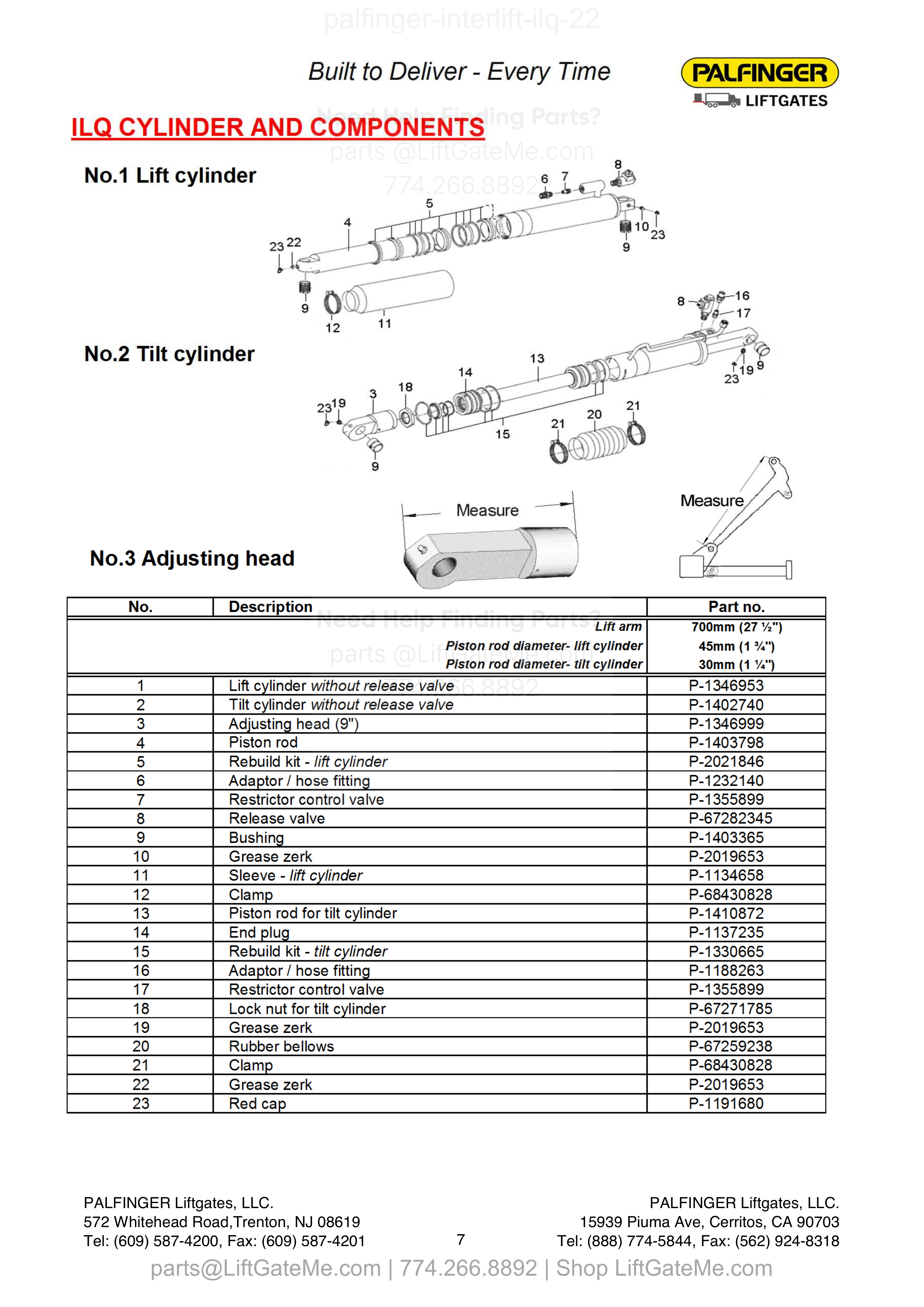 ILQ CYLINDER AND COMPONENTS diagram