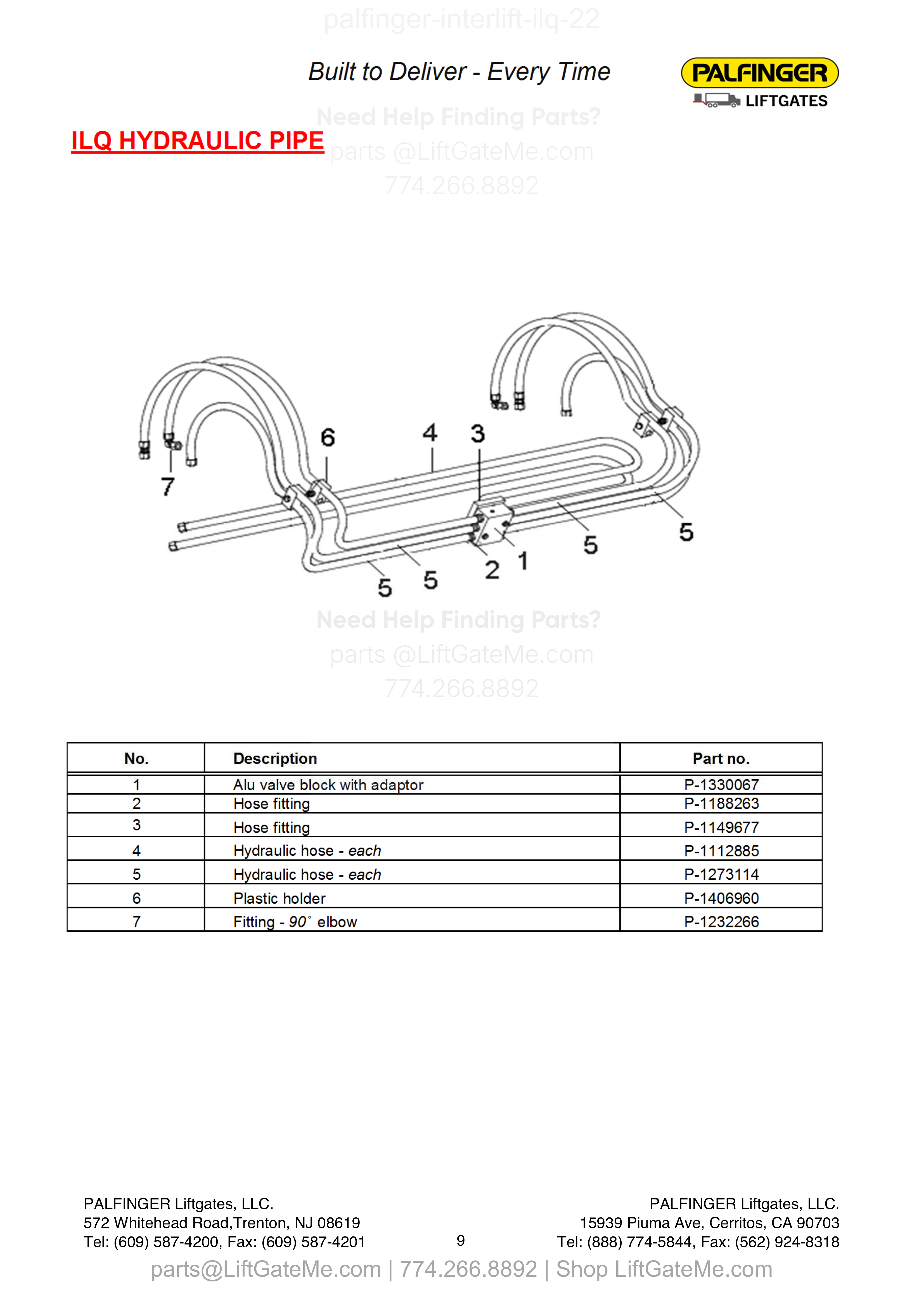 ILQ HYDRAULIC PIPE diagram
