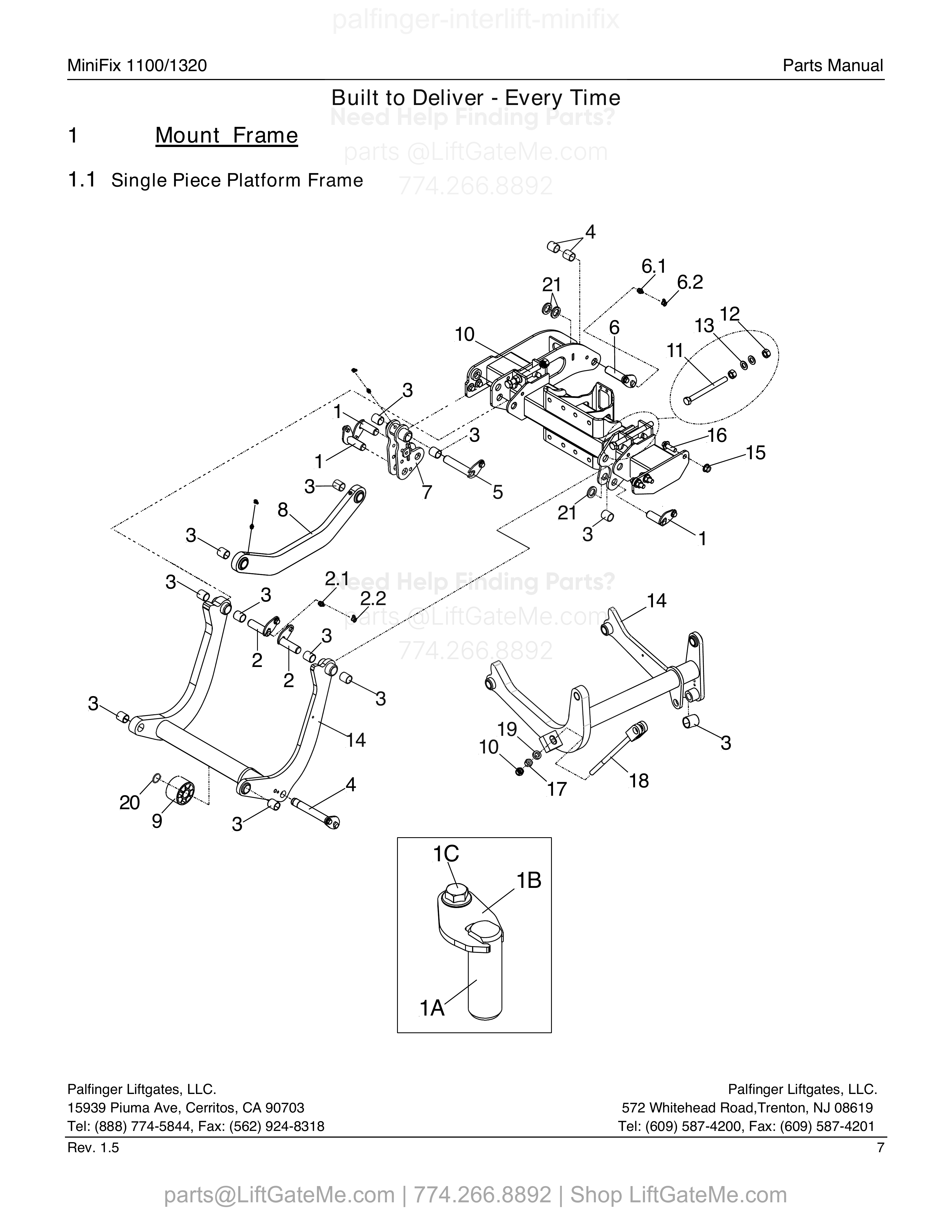 1.1 - MOUNT FRAME – SINGLE PIECE PLATFORM diagram
