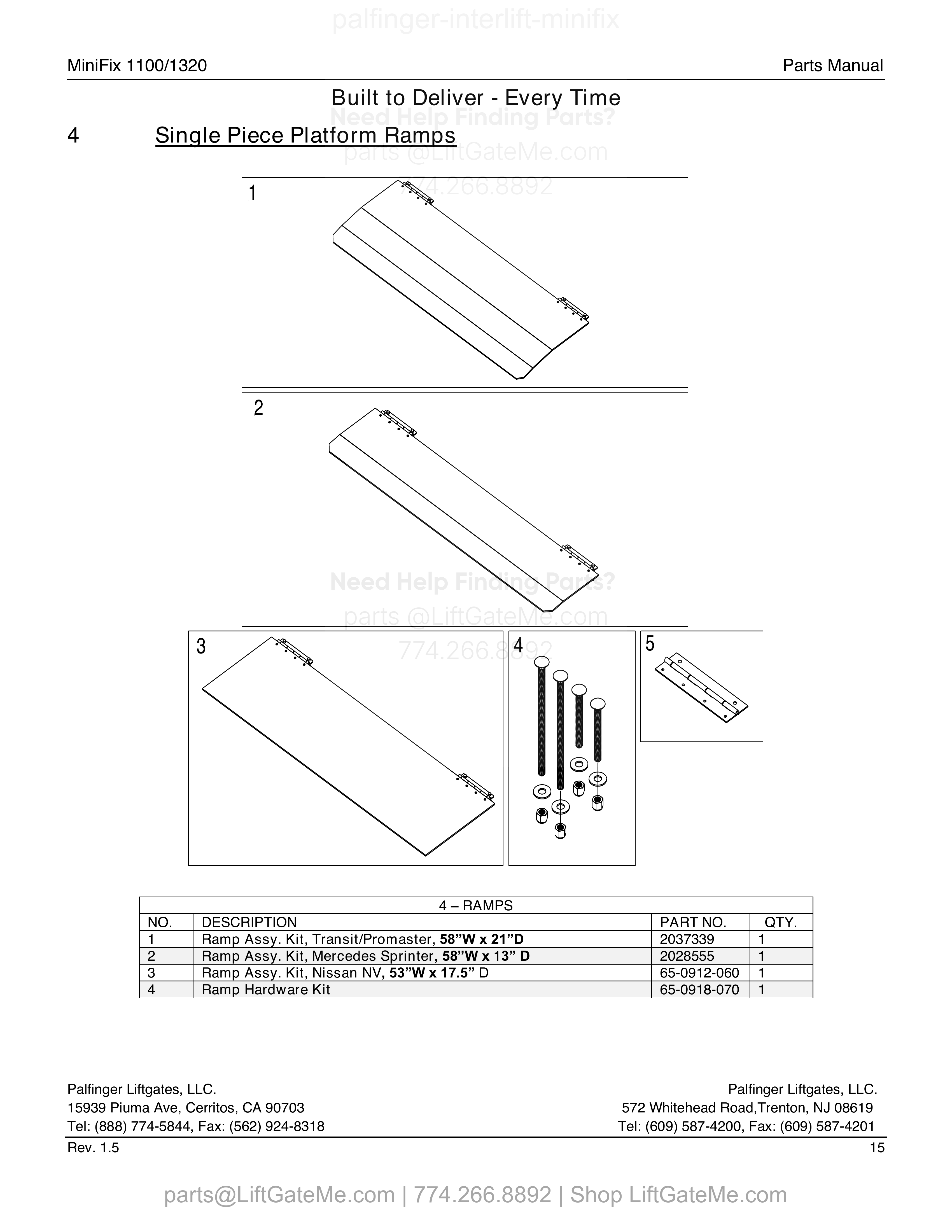 Single Piece Platform Ramps diagram