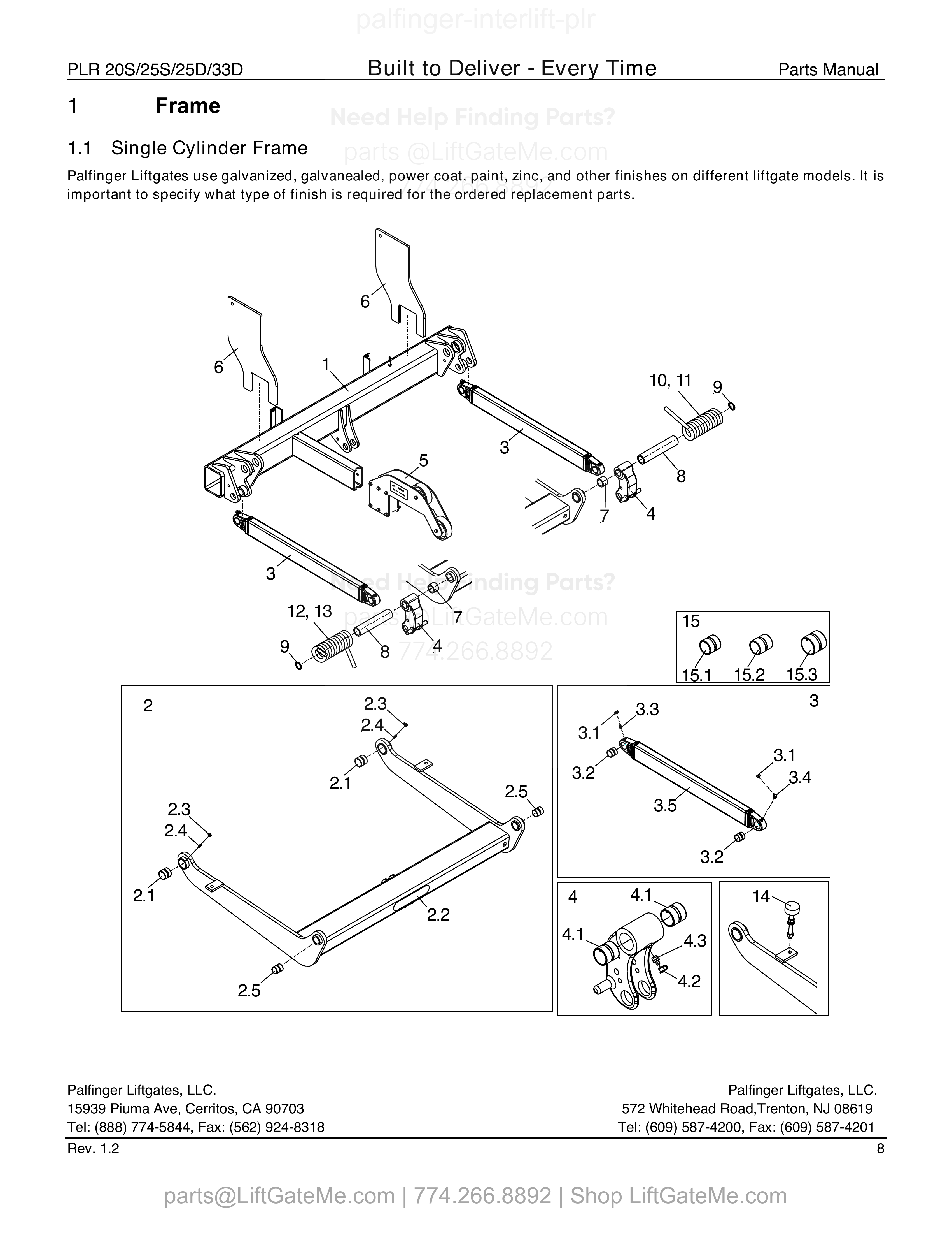1.1 Single Cylinder Frame diagram