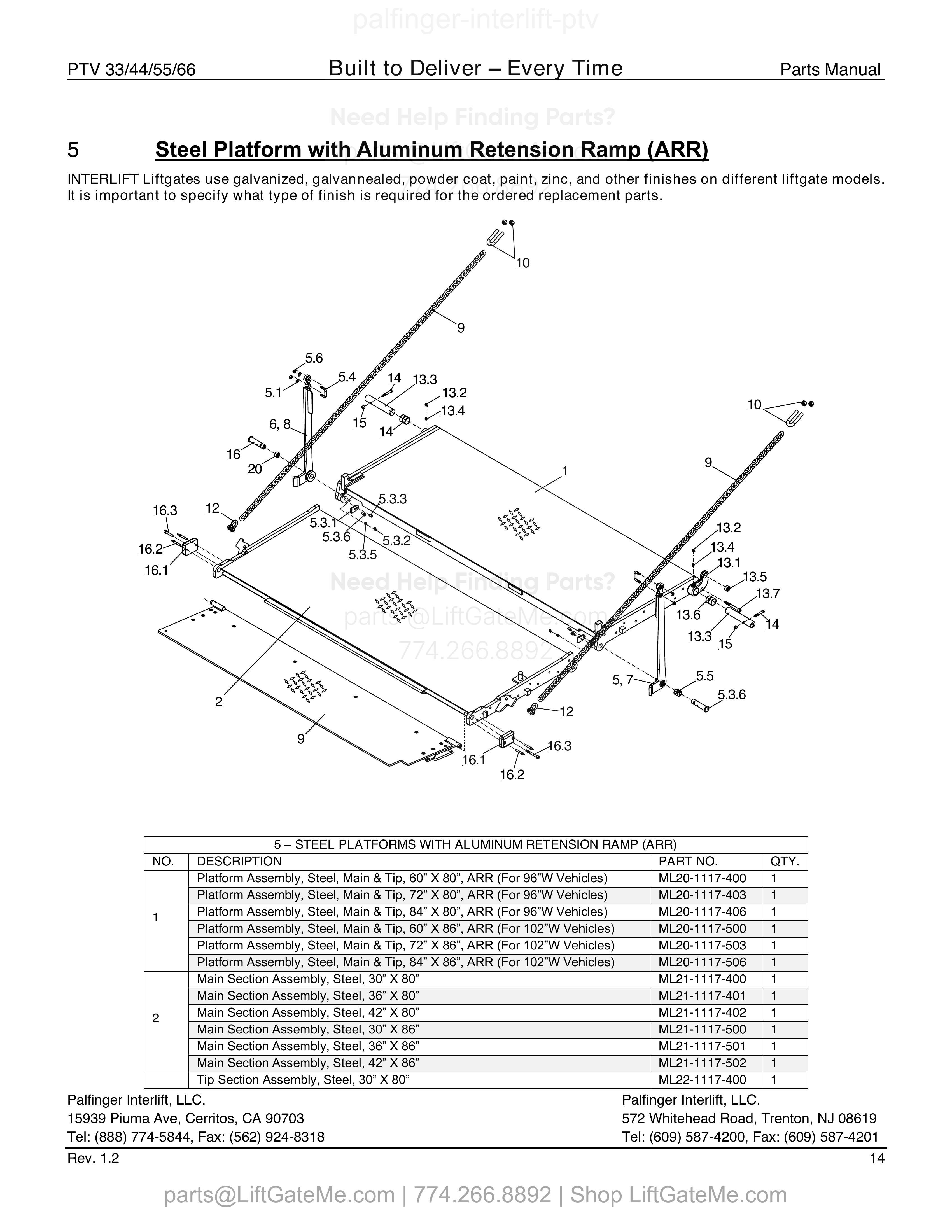 5 – Steel Platforms with Aluminum Retension Ramp (ARR) diagram