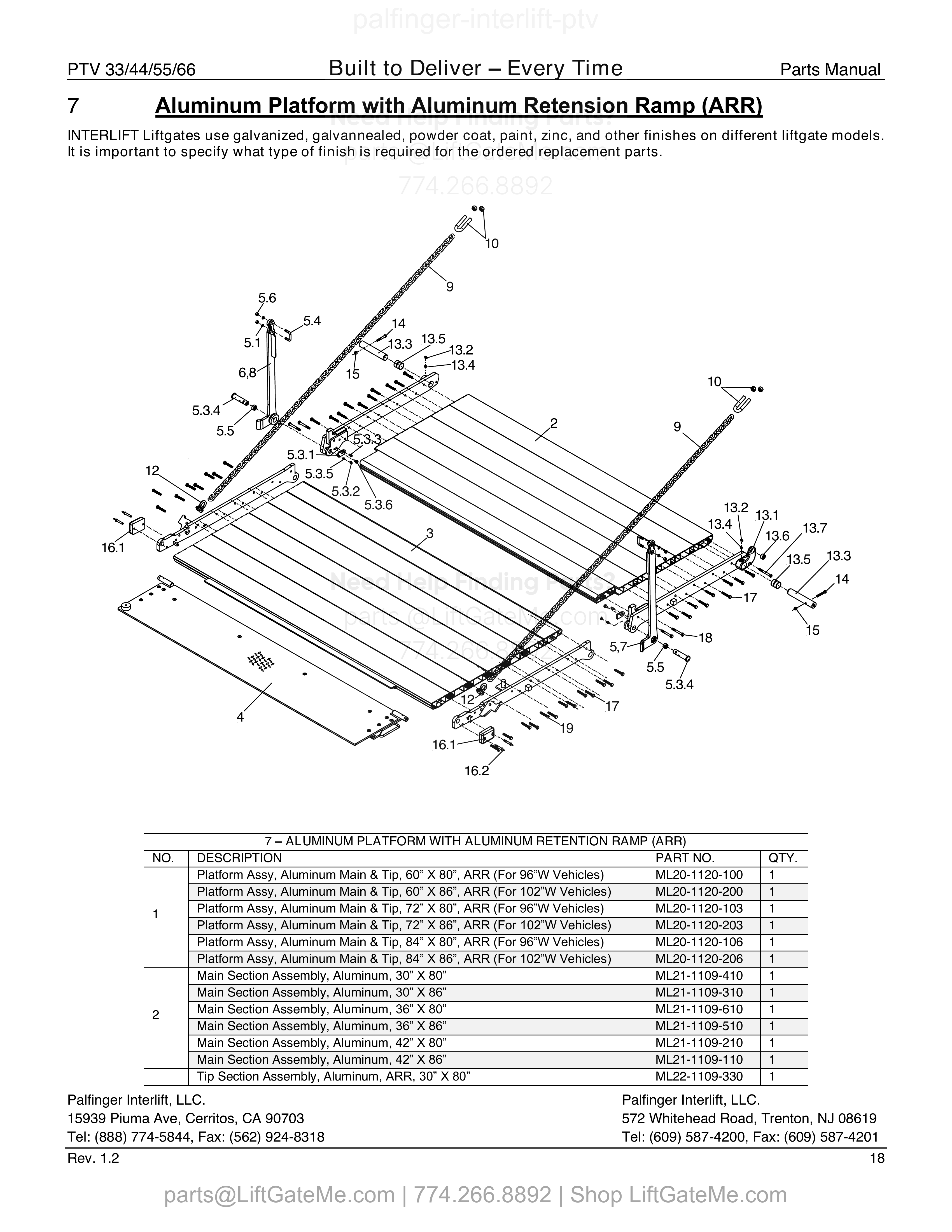 7 – Aluminum Platform with Aluminum Retension Ramp (ARR) diagram